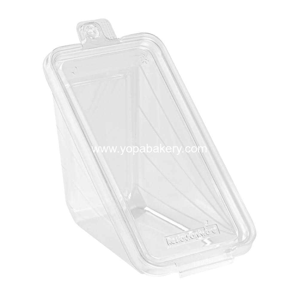 Wholesale Tamper-Evident Triangle Take Out Containers 7.4 x 3.9 x 3.5 Inches - 100 Durable Clear Plastic Sandwich To-Go Containers with Hinged Lids, Freezable Factory