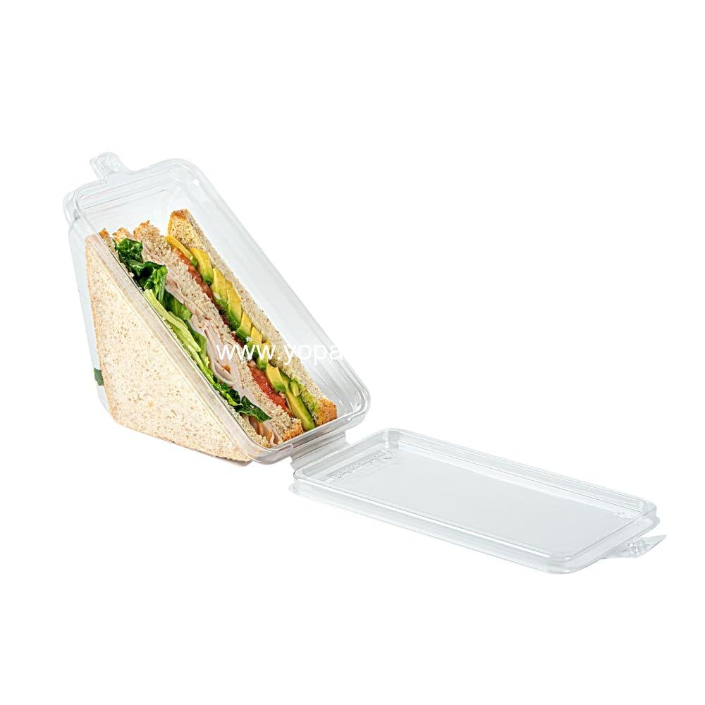 Wholesale Tamper-Evident Triangle Take Out Containers 7.4 x 3.9 x 3.5 Inches - 100 Durable Clear Plastic Sandwich To-Go Containers with Hinged Lids, Freezable Factory