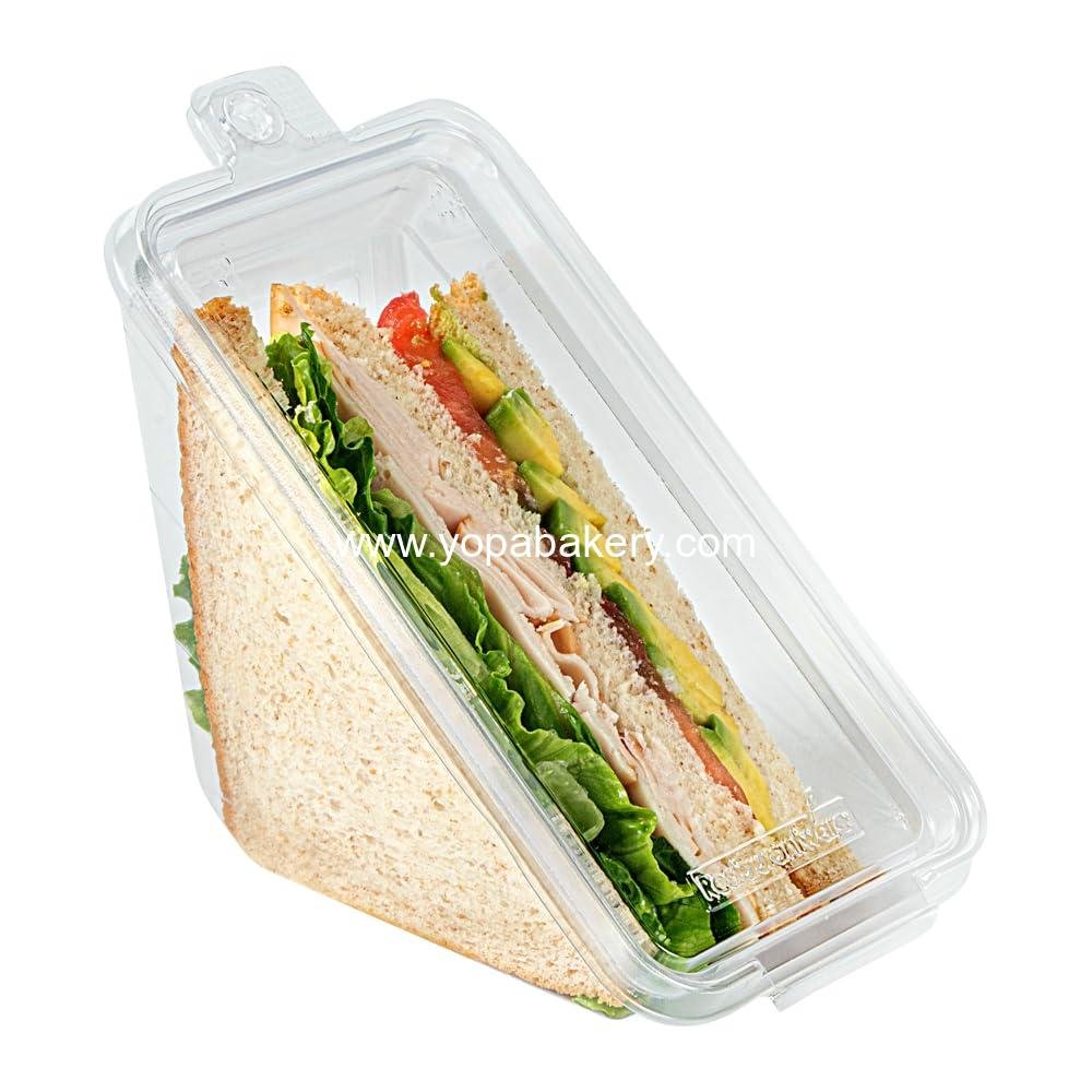Wholesale Tamper-Evident Triangle Take Out Containers 7.4 x 3.9 x 3.5 Inches - 100 Durable Clear Plastic Sandwich To-Go Containers with Hinged Lids, Freezable Factory