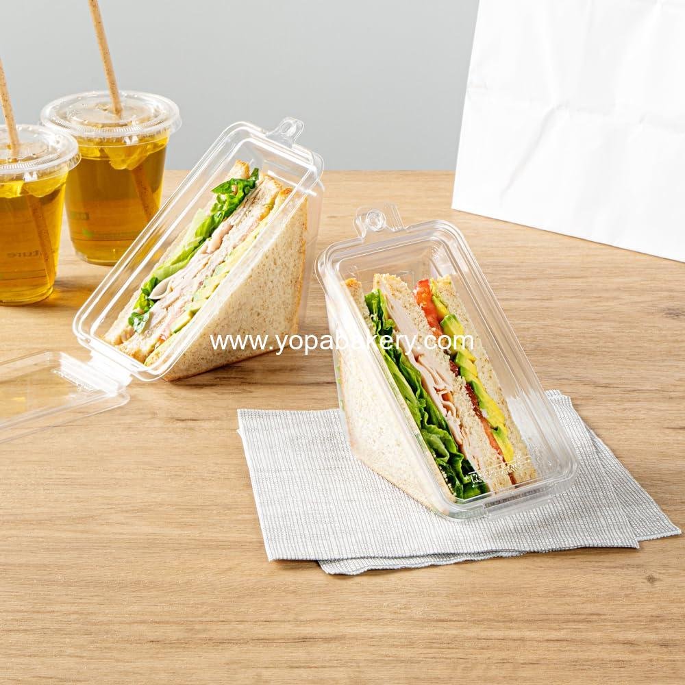 Wholesale Tamper-Evident Triangle Take Out Containers 7.4 x 3.9 x 3.5 Inches - 100 Durable Clear Plastic Sandwich To-Go Containers with Hinged Lids, Freezable Factory