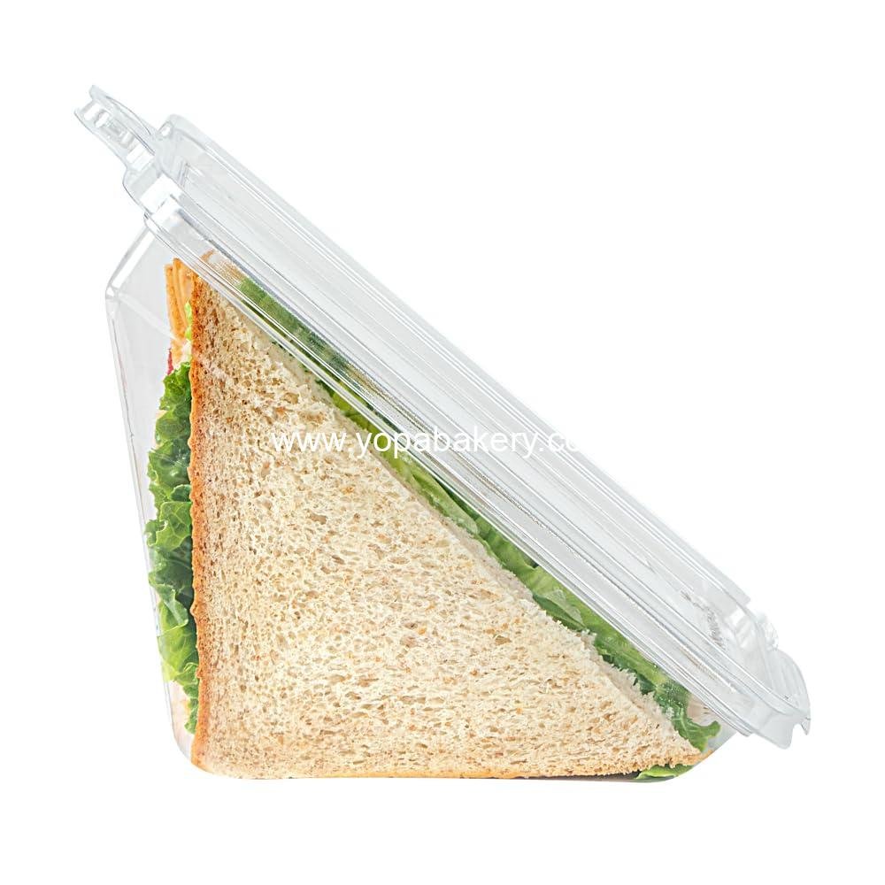 Wholesale Tamper-Evident Triangle Take Out Containers 7.4 x 3.9 x 3.5 Inches - 100 Durable Clear Plastic Sandwich To-Go Containers with Hinged Lids, Freezable Factory