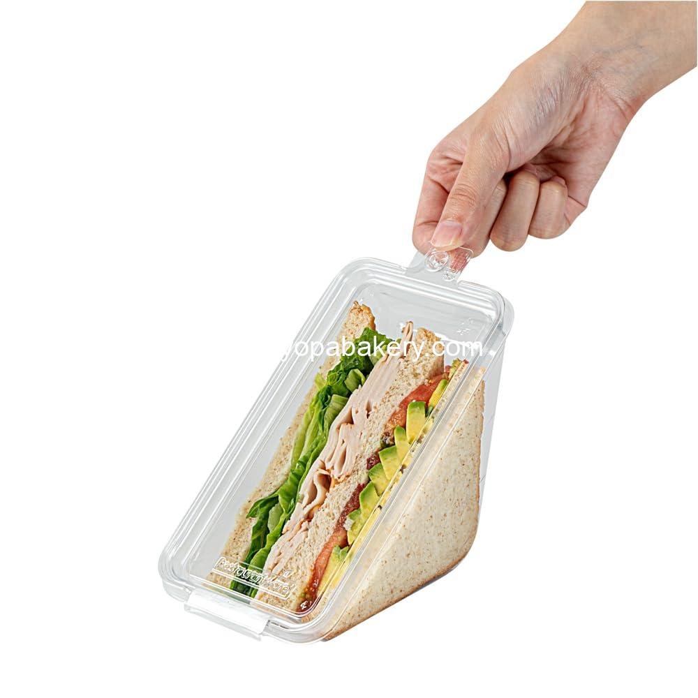Wholesale Tamper-Evident Triangle Take Out Containers 7.4 x 3.9 x 3.5 Inches - 100 Durable Clear Plastic Sandwich To-Go Containers with Hinged Lids, Freezable Factory