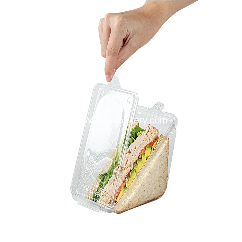 Wholesale Tamper-Evident Triangle Take Out Containers 7.4 x 3.9 x 3.5 Inches - 100 Durable Clear Plastic Sandwich To-Go Containers with Hinged Lids, Freezable Factory