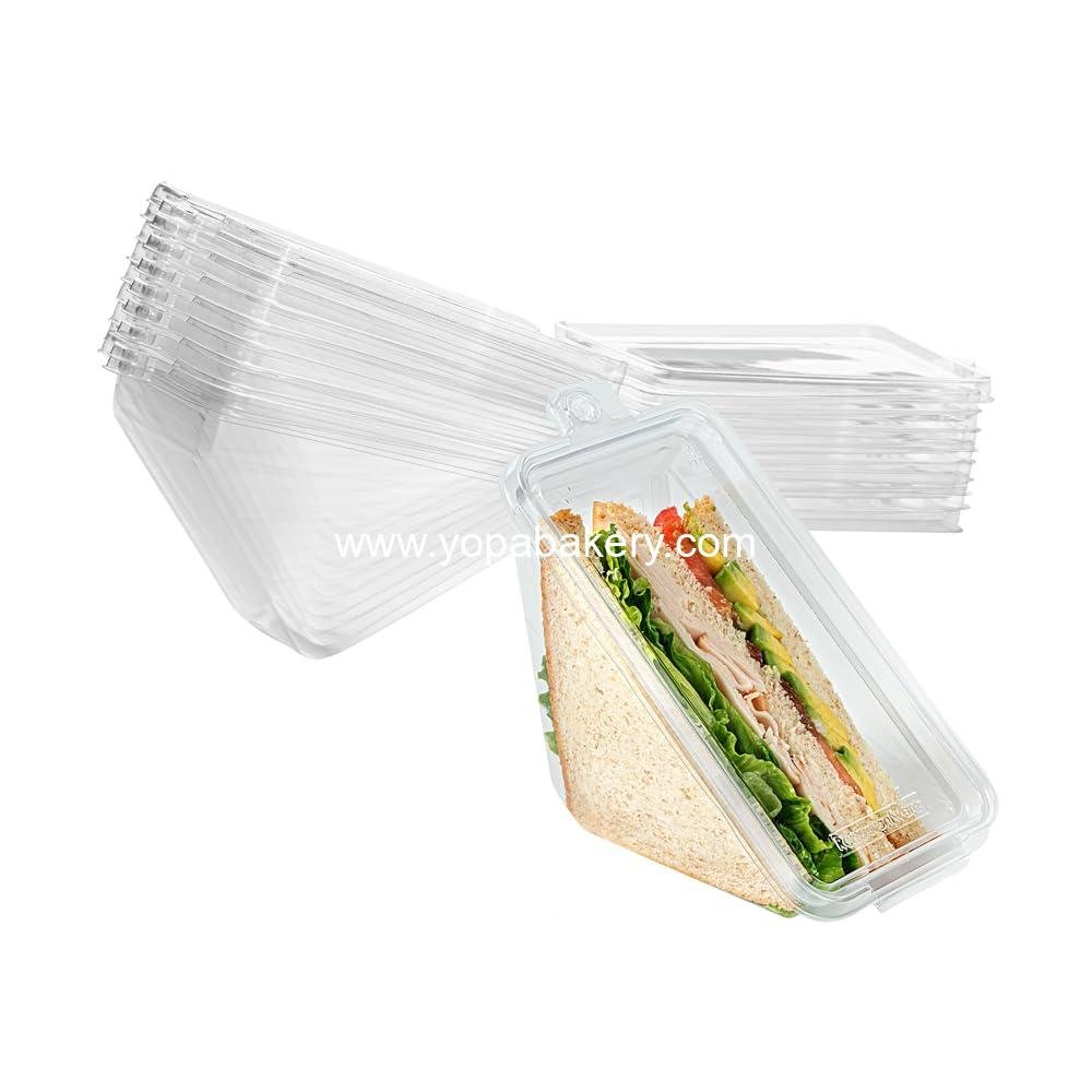 Wholesale Tamper-Evident Triangle Take Out Containers 7.4 x 3.9 x 3.5 Inches - 100 Durable Clear Plastic Sandwich To-Go Containers with Hinged Lids, Freezable Factory