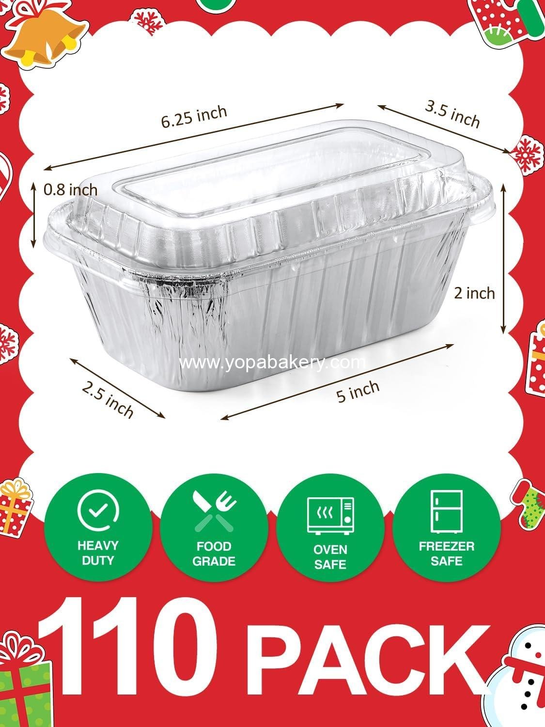Wholesale 110 Pack 6x3.5x2 Disposable Aluminum Loaf Pans with Lids - 1 Lb Mini Bakery Containers for Cakes, Bread, and Meat Factory
