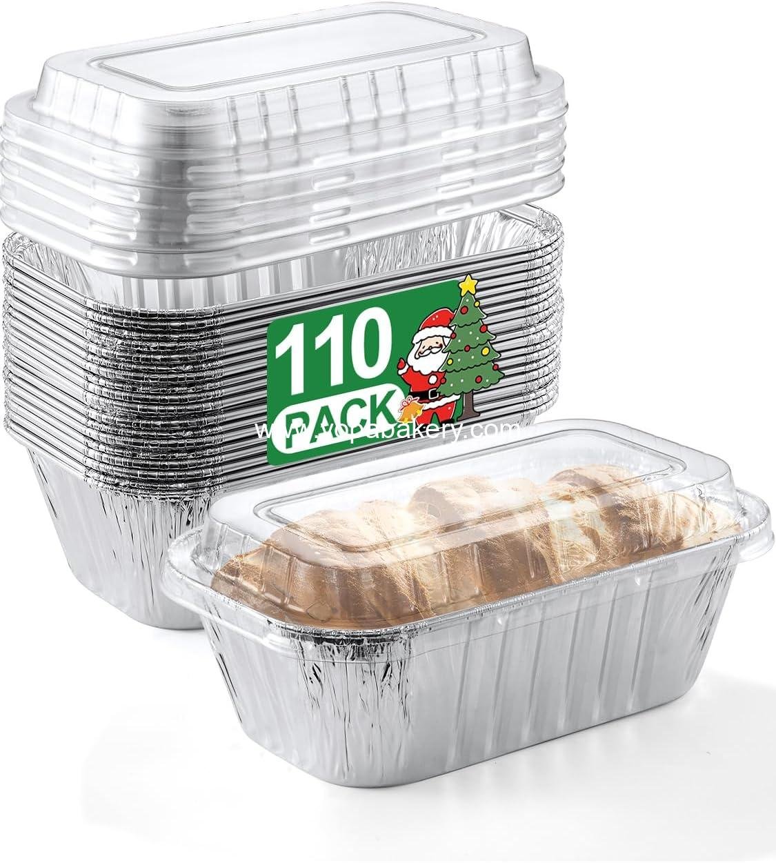 110 Pack 6x3.5x2 Disposable Aluminum Loaf Pans with Lids - 1 Lb Mini Loaf Pans, Small Aluminum Tin Foil Baking Pan, Food Containers for Baking, Cakes, Bread, Meat, Loaves