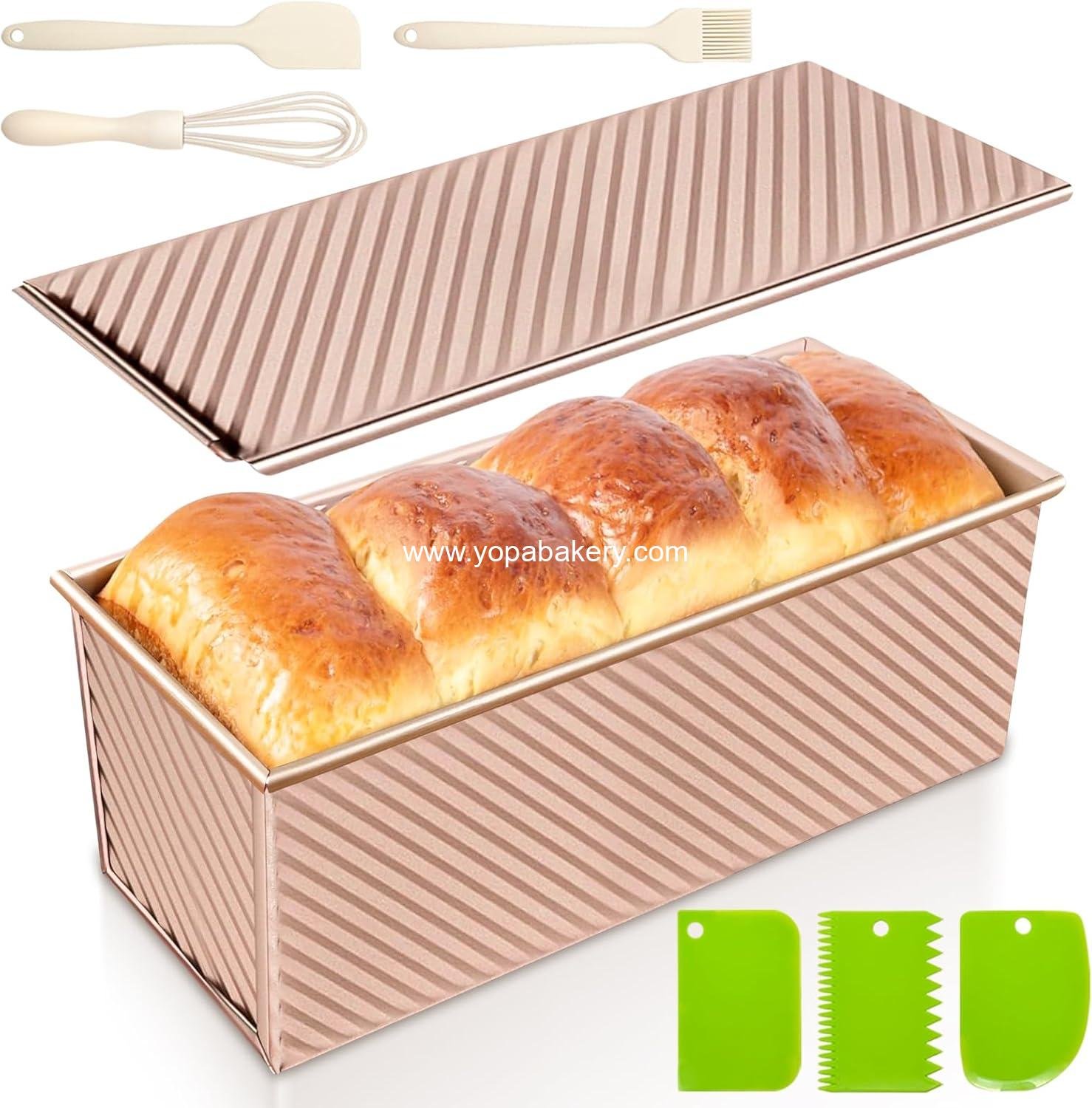 OEM 2.2lb Pullman Loaf Pan with Lid, Nonstick Carbon Steel Bread Pan for Shokupan, Sandwich, Pain de Mie & Sourdough – Includes 6 Bonus Tools Factory