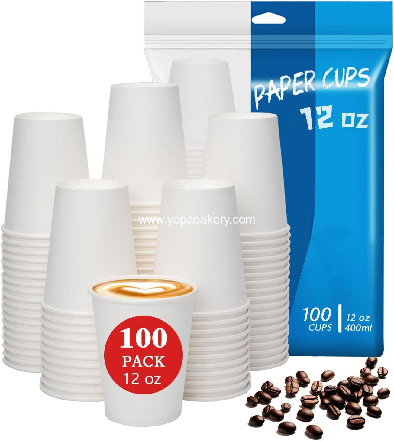 Wholesale 100 Count 12 oz Leak-Proof Paper Coffee Cups, Sturdy Disposable Hot and Cold Drink Cups - Factory
