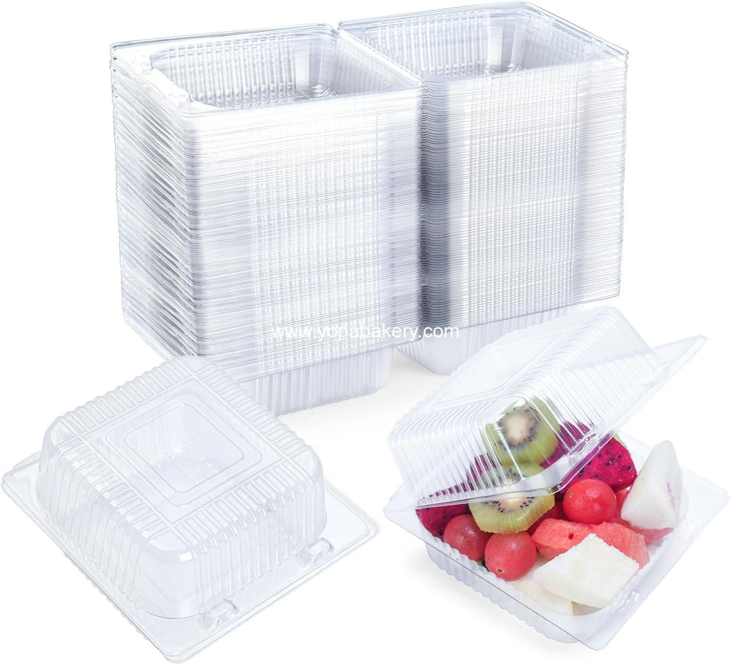 Wholesale 100 Count Clear Plastic Food Containers with Lids, Thickened Disposable Clamshell Boxes for Cake Slices, Desserts, Hamburgers, Salads, Pastries, Fruits, Takeout Tray - Factory