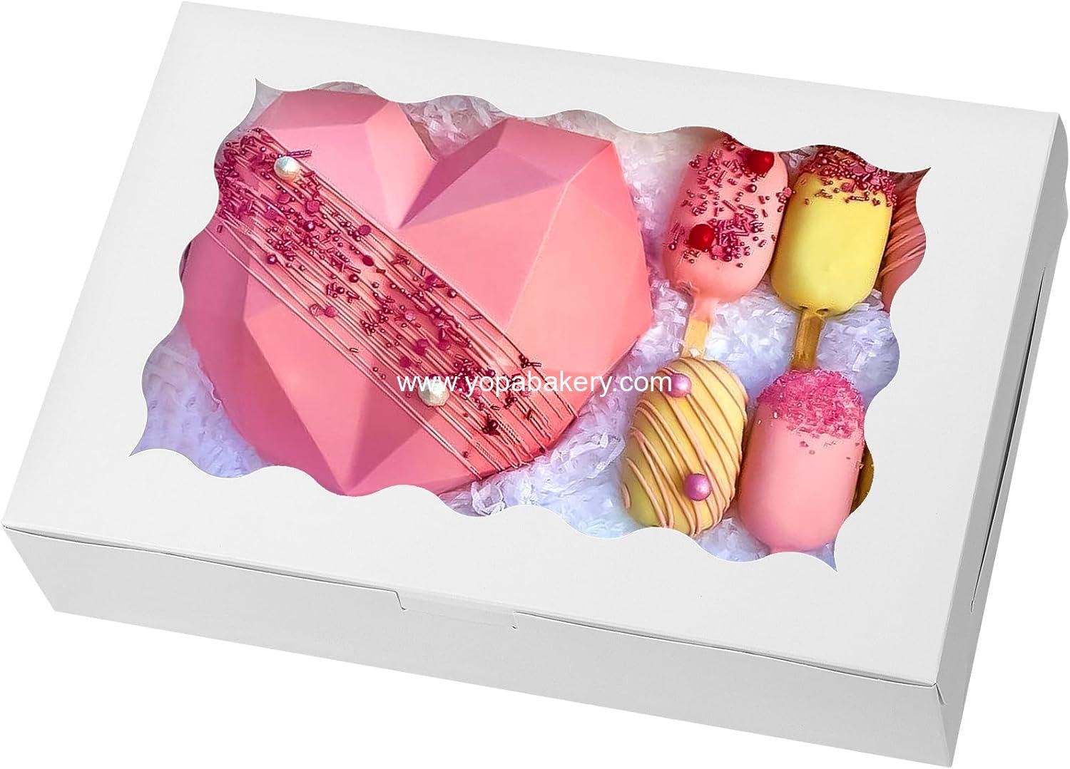 Wholesale 15pcs Bakery Boxes 12x8x2.5 Inches with Window for Cookies, Chocolate Covered Strawberries, Cakes, Pies, Muffins, Donuts and Pastries - Factory