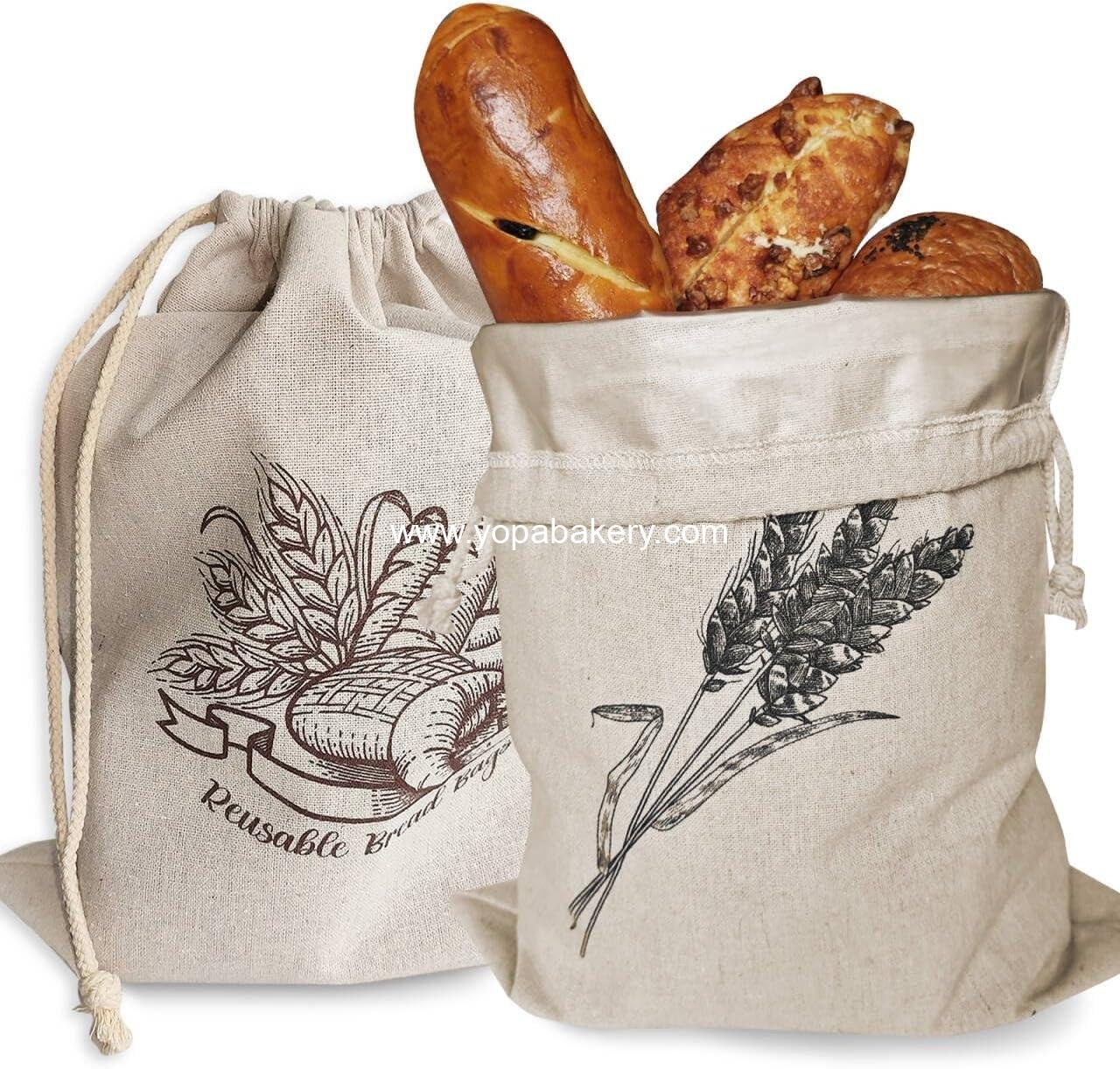 Wholesale 2 Pack Reusable Bread Bags - Natural Linen Drawstring Bags for Homemade Bread Storage (15.7