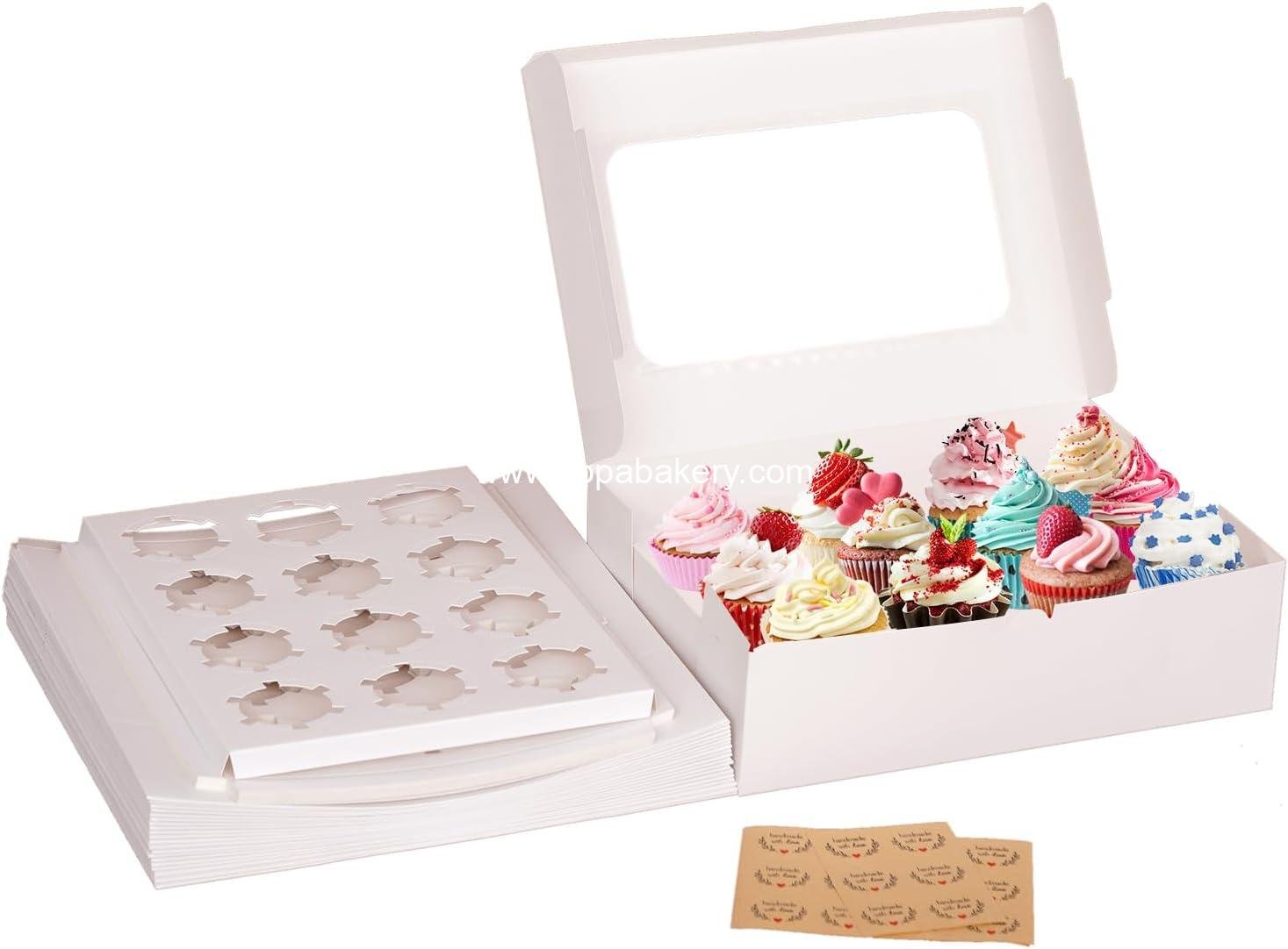 Wholesale 20 Packs Cupcake Boxes, 12-Count with Clear Window, Size 13.4x9.8x4 Inch, Cookie Containers for Birthday, Wedding, Party, Factory