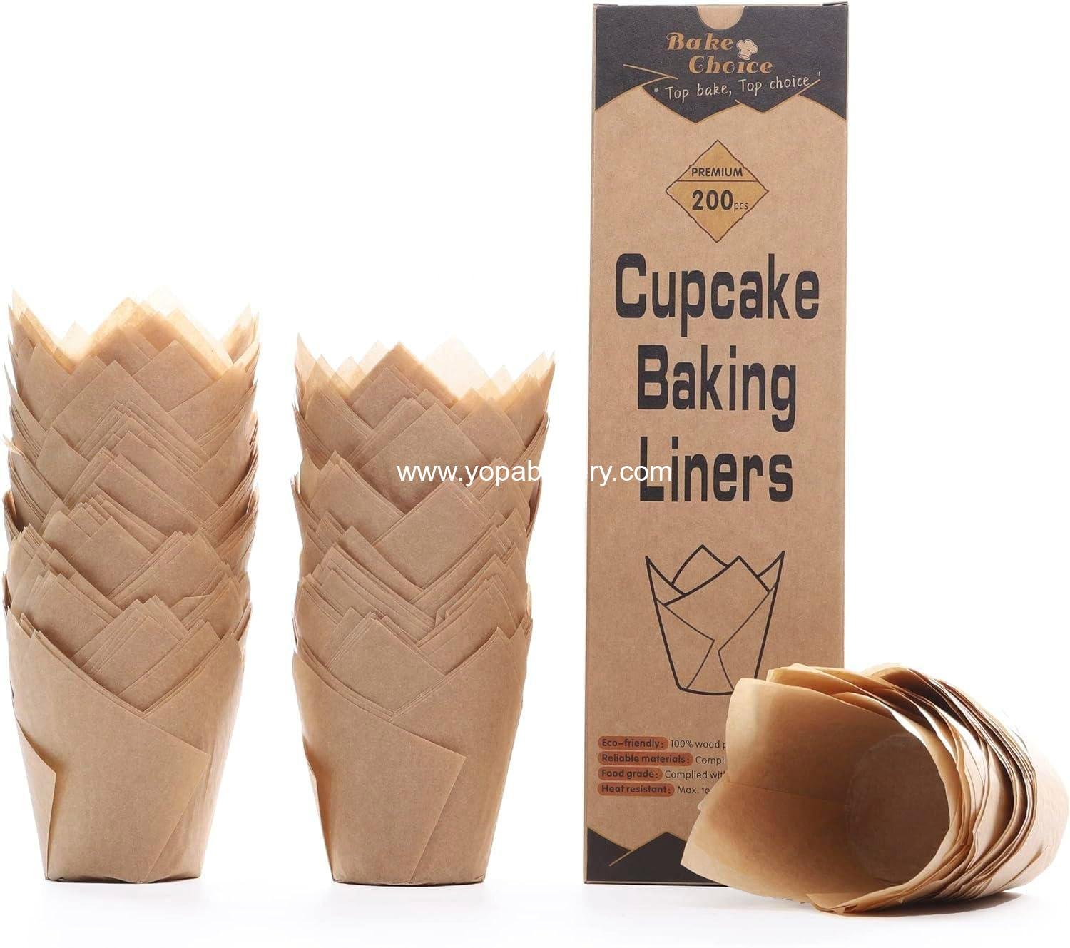 Wholesale 200pcs Natural Tulip Cupcake Liners Unbleached European Parchment Baking Cups Muffin Wrappers for Parties and Christmas Factory Wholesale 200pcs Natural Tulip Cupcake Liners Unbleached European Parchment Baking Cups Muffin Wrappers for Parties and Christmas Factory