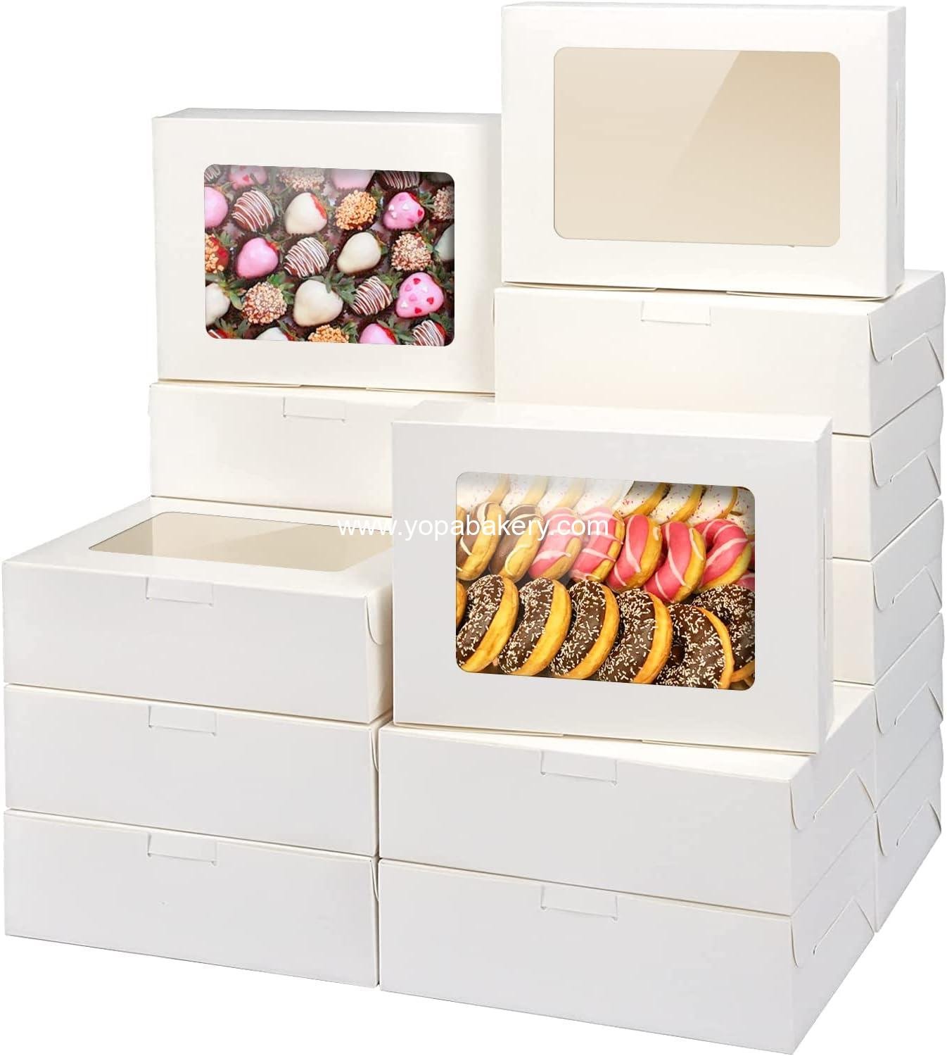 Wholesale 20pcs White Cookie Boxes with Window, 8x6x2.5In Pastry Boxes for Gift Giving Treats, Bread, Donuts, Valentine's Day, Mother's Day, Christmas, Holiday Gatherings - Manufacturer