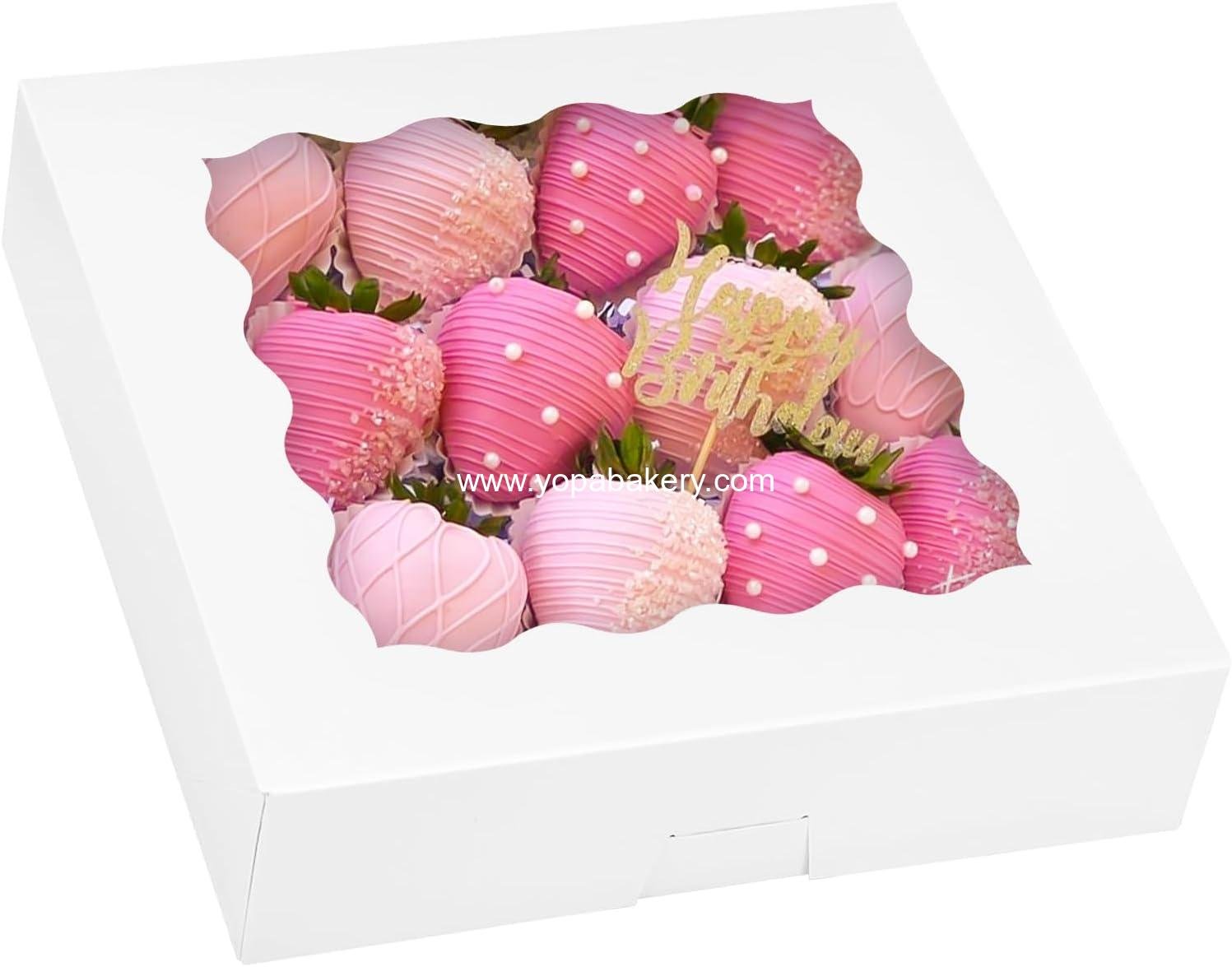 Wholesale 24pcs Bakery Boxes, 10x10x2.5 Inches Auto-Popup Pie Boxes for Cookies, Chocolate Covered Strawberries, Pies, Donuts, Muffins Factory