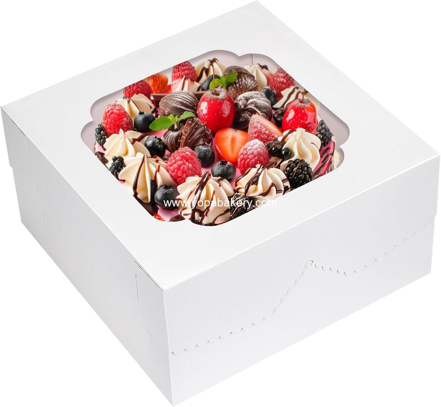 Wholesale 24pcs Cake Boxes 12x12x6 Inch Square Bakery Boxes with Window for Valentine's Day, Mother's Day, Pastries, Chocolates, Cookies, Pie, Birthday Party, Wedding Factory