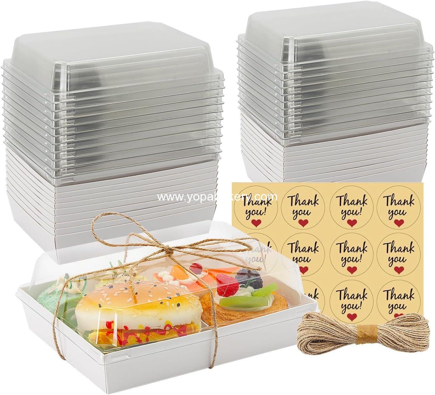 Wholesale 25 Pack Charcuterie Boxes with Clear Lids, 7x5 Inch Paper Bakery Boxes with Window, Disposable Take Out Containers for Sandwiches, Strawberries, Cookies, Cupcakes Factory