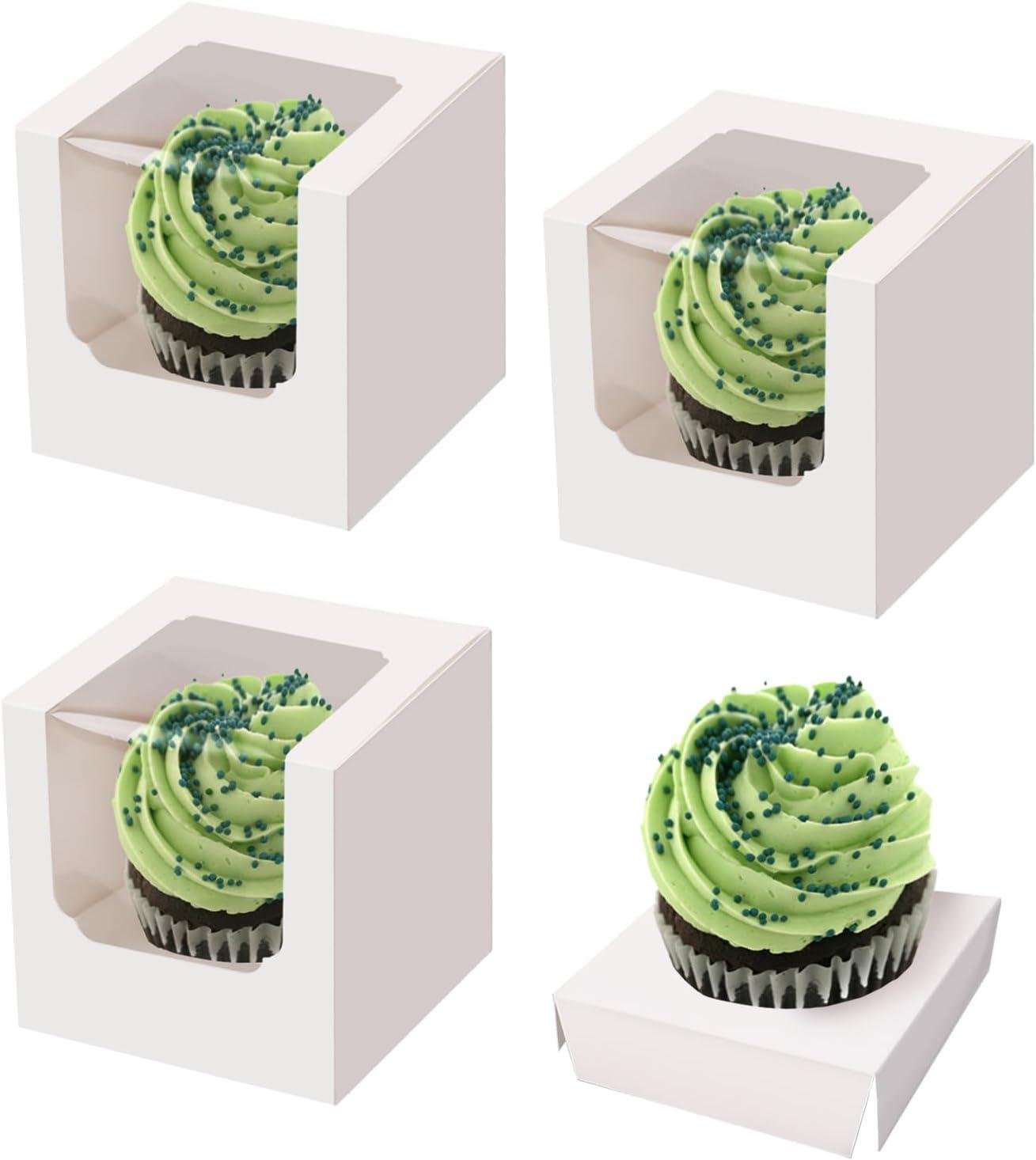 Wholesale 25 Pack Cupcake Boxes, White Paper Containers with Transparent Window and Built-in Dividers, Foldable 3.5 Wholesale 25 Pack Cupcake Boxes, White Paper Containers with Transparent Window and Built-in Dividers, Foldable 3.5
