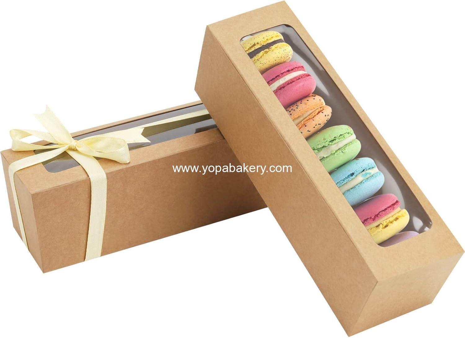 Wholesale 25 Pack Macaron Boxes for 5-7 Macarons, Brown Packaging with Ribbon for Candy Gift Giving - Manufacturer