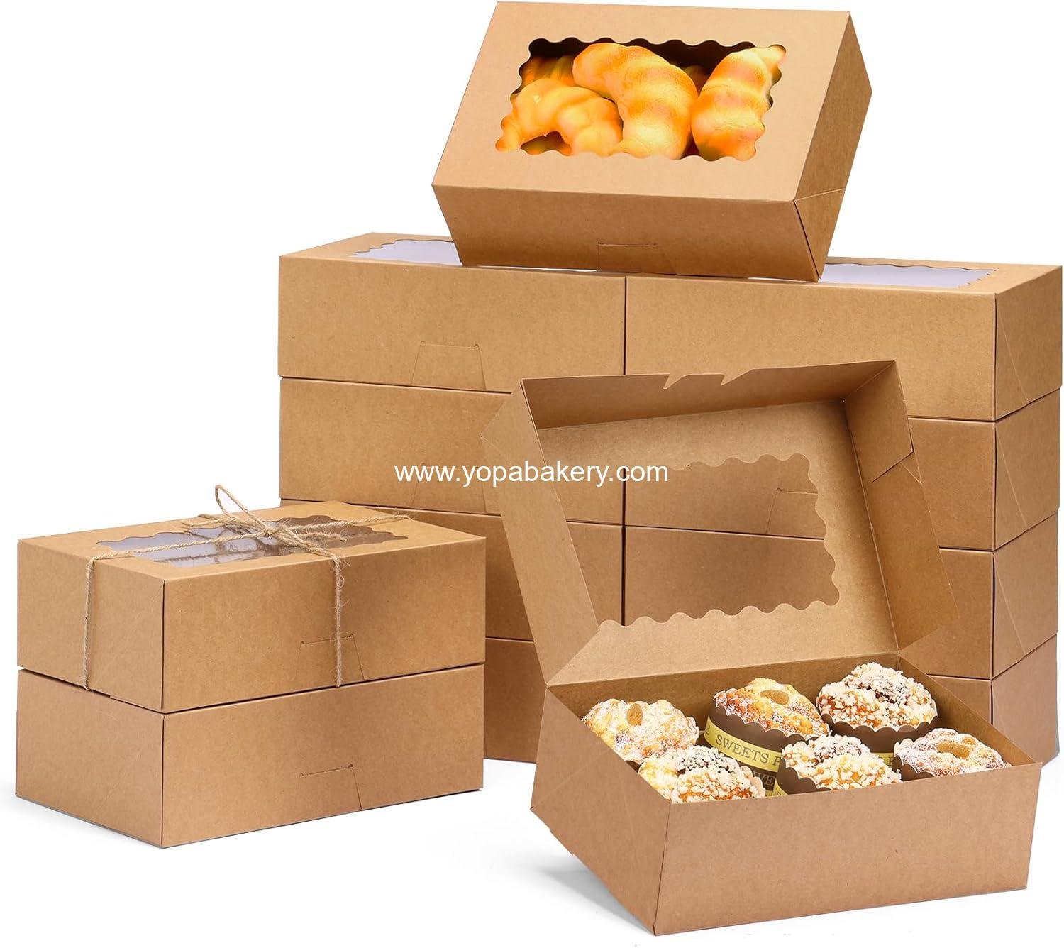 Wholesale 28pcs Cookie Boxes with Window, 9x6x3 Inch Brown Bakery Containers for Pastry, Chocolate Covered Strawberries, Candy, Muffins, Donuts Factory