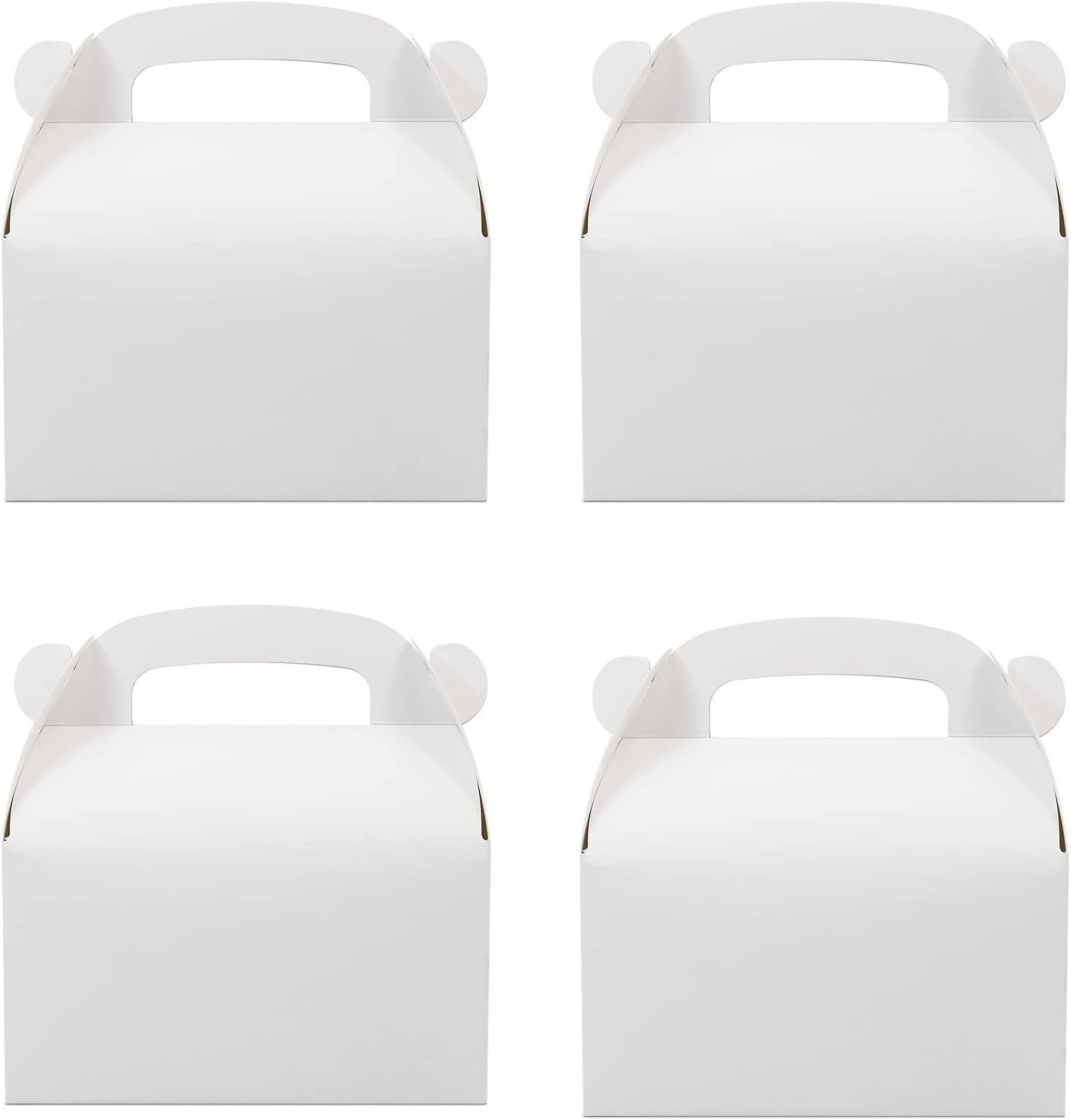 Wholesale 30-Pack White Party Favor Treat Boxes, Goodie Gable Paper Gift Boxes with Handles for Wedding, Birthday, Graduation, Baby Shower - Factory