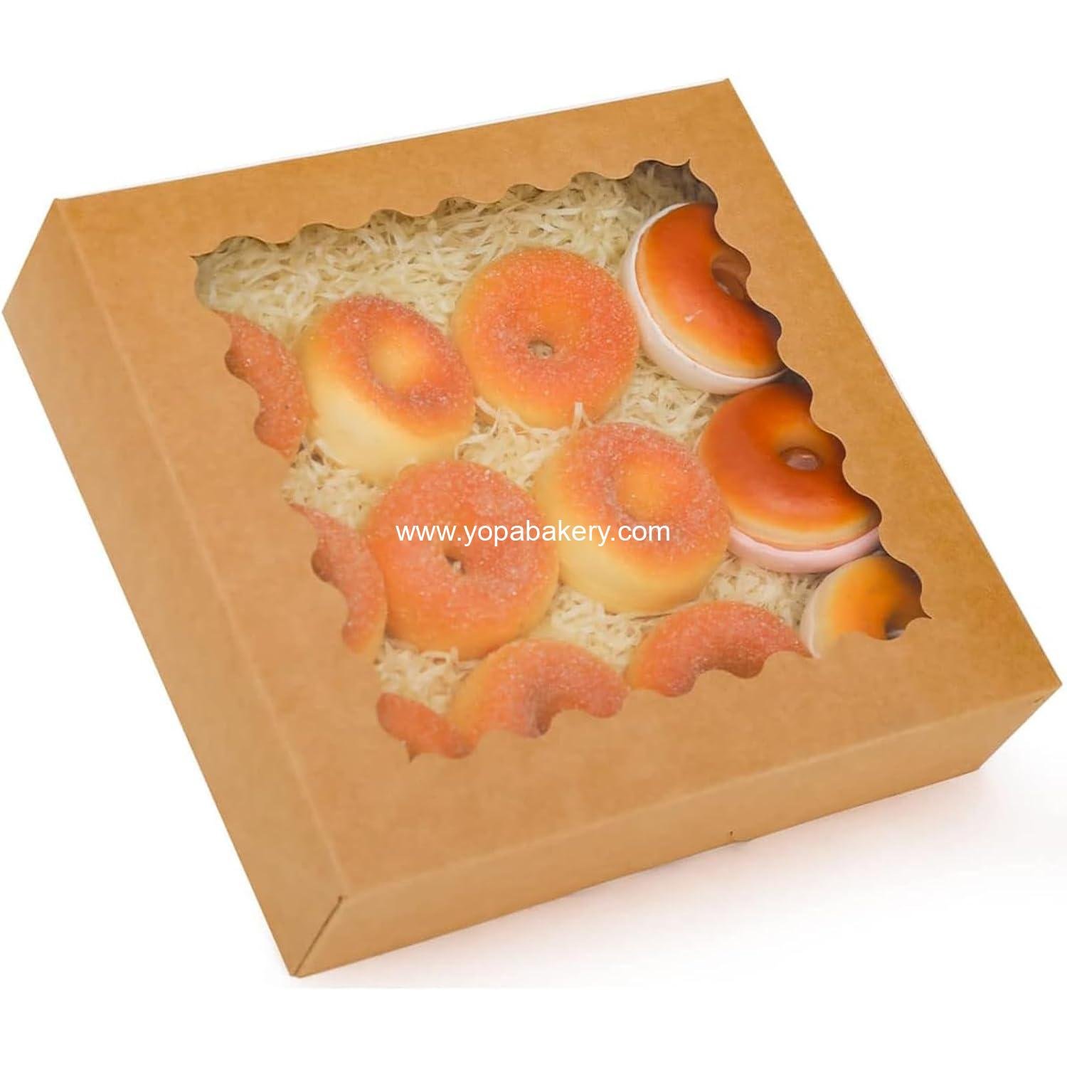 Wholesale 30pcs Auto Pop-Up Pie Box with Window 9x9x2.5 Inch Donut Pastry Bakery Box Factory
