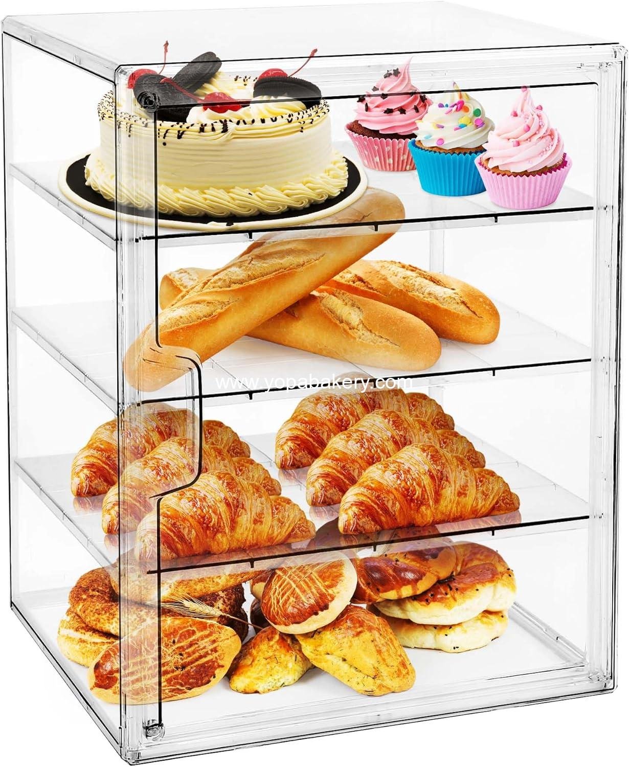 Wholesale 4-Layer Adjustable Pastry Display Case and Bread Box for Kitchen Countertop - Large Capacity Storage for Home-baked Breads, Muffins, and Bagels - Factory