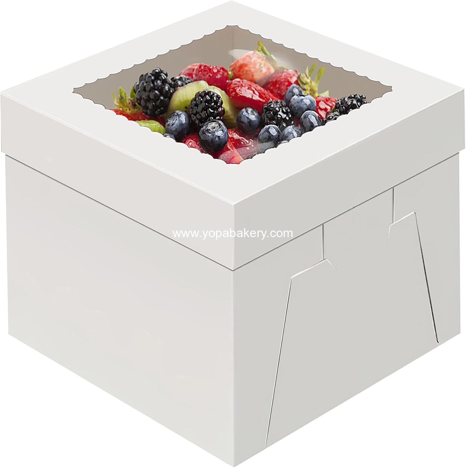 Wholesale 4 Pack Cake Boxes 12 Inch Disposable Cake Transport Containers with Large Window for Bakery Cookies Pies Cupcakes Pastries (12×12×8 Inches) Factory