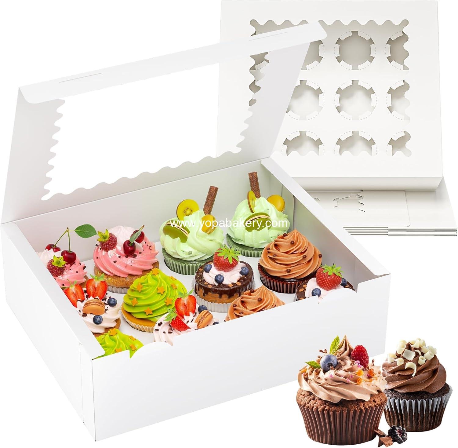Wholesale 4 Pack Cupcake Boxes for 12 Standard Cupcakes, Containers with Window and Inserts, High-Grade Holder for Birthday and Holiday Parties, Supplies for Desserts and More - Factory