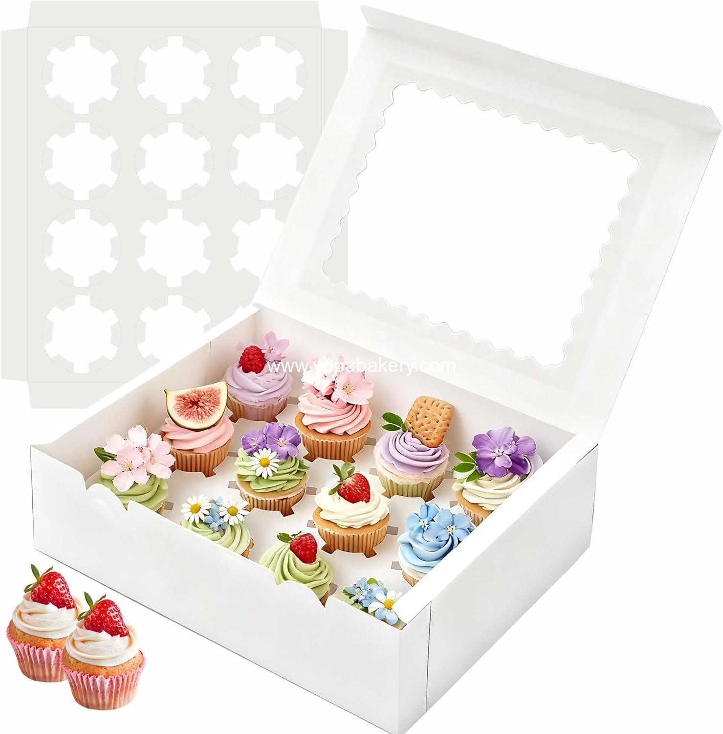 Wholesale 4Pcs Cupcake Boxes, 12 Count Cupcake Containers with Viewing Window for Parties, Banquets, Bakeries and More - Factory
