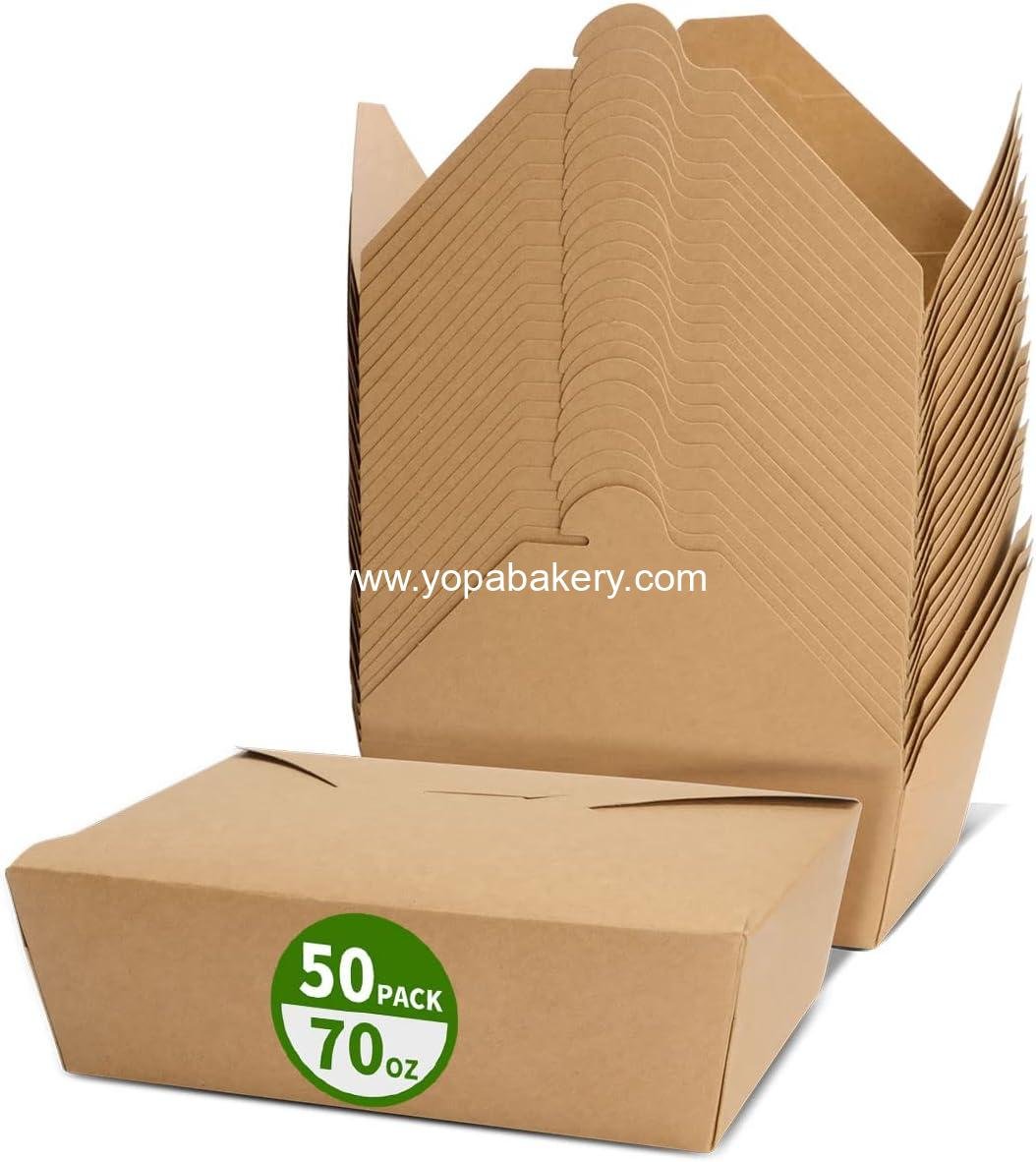 Wholesale 50 Pack 70 oz Large Take Out Food Containers - Heavy Duty Microwavable Kraft Brown Paper Boxes - Grease Resistant Lunch Box for Restaurant, Household, Party Factory