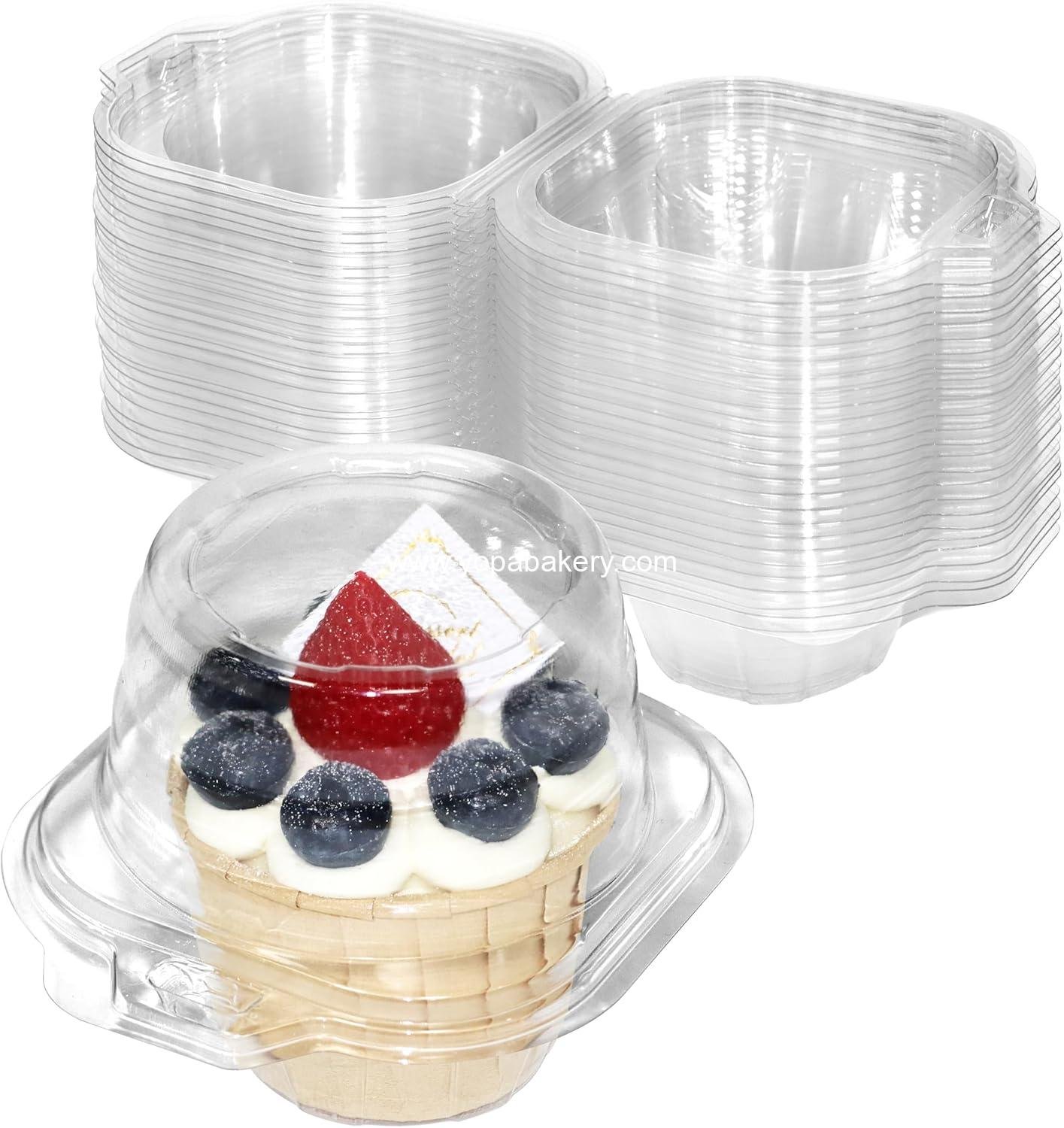 Wholesale 50 Pack Individual Cupcake Containers, Clear Plastic Boxes with Lids, Stackable and Reusable for Cupcakes, Muffins, Donuts, Salad Storage - Factory