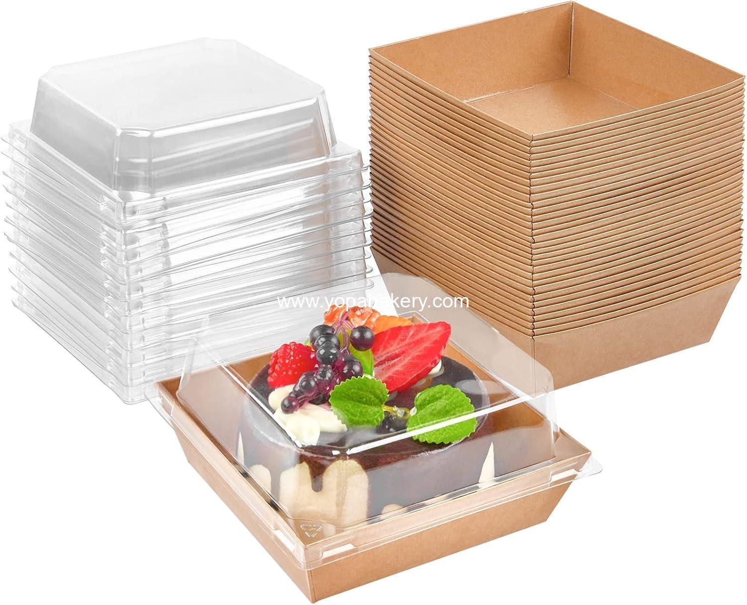 Wholesale 50 Pack Small Charcuterie Boxes with Clear Lids, 4 Inch Disposable Bakery Boxes for Cookies, Cake Slices, Mini Cakes, Chocolate Strawberries (Brown) Factory