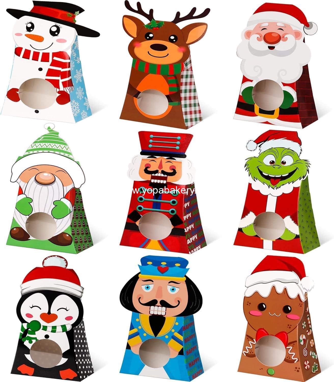 Wholesale 54-Pack Christmas Treat Boxes with Clear Window, 9 Assorted Holiday Designs, Small Candy & Goodie Boxes for Classroom Gifts, Party Favors & Holiday Treat Wrapping (7.5 x 4 x 2 Inches) - Factory