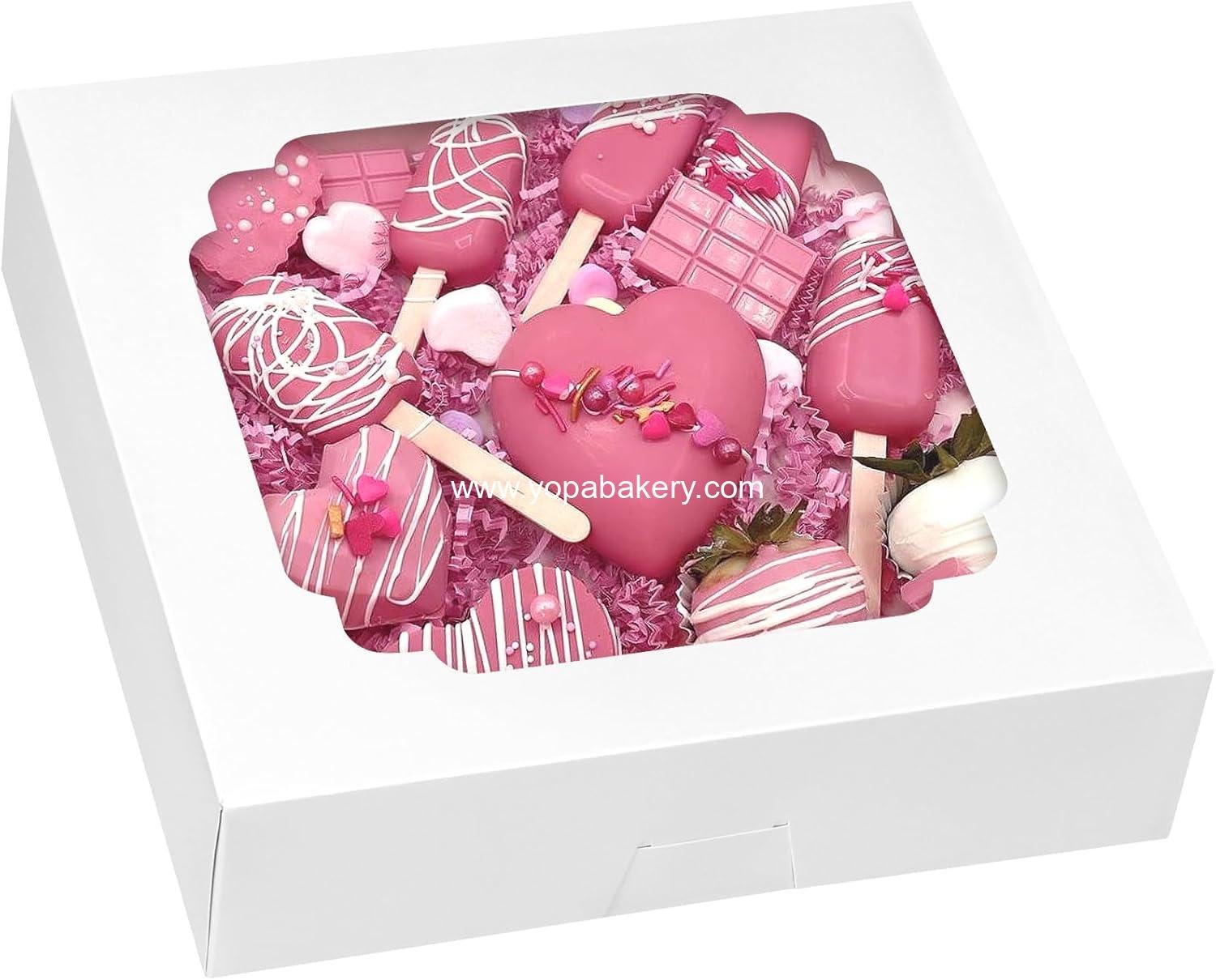 Wholesale 56pcs Pie Boxes 10x10x2.5 Inches Bakery Boxes with Window for Cookies, Pastries, Muffins, Donuts, Factory