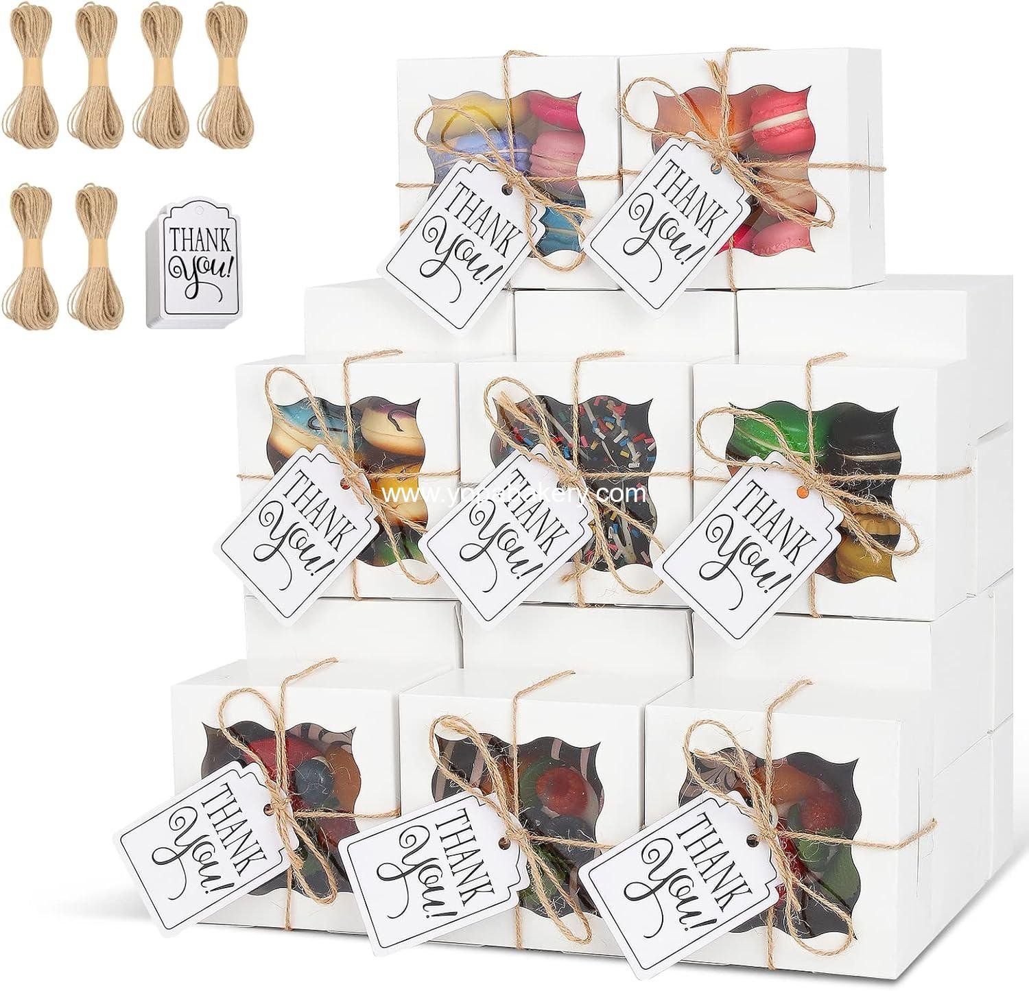 Wholesale 60 Pcs White Bakery Boxes with Window for Cupcakes, Cookies, Pastries, and Donuts - 4x4x2.5 Inches Kraft Paper Gift Boxes (60, White) Factory