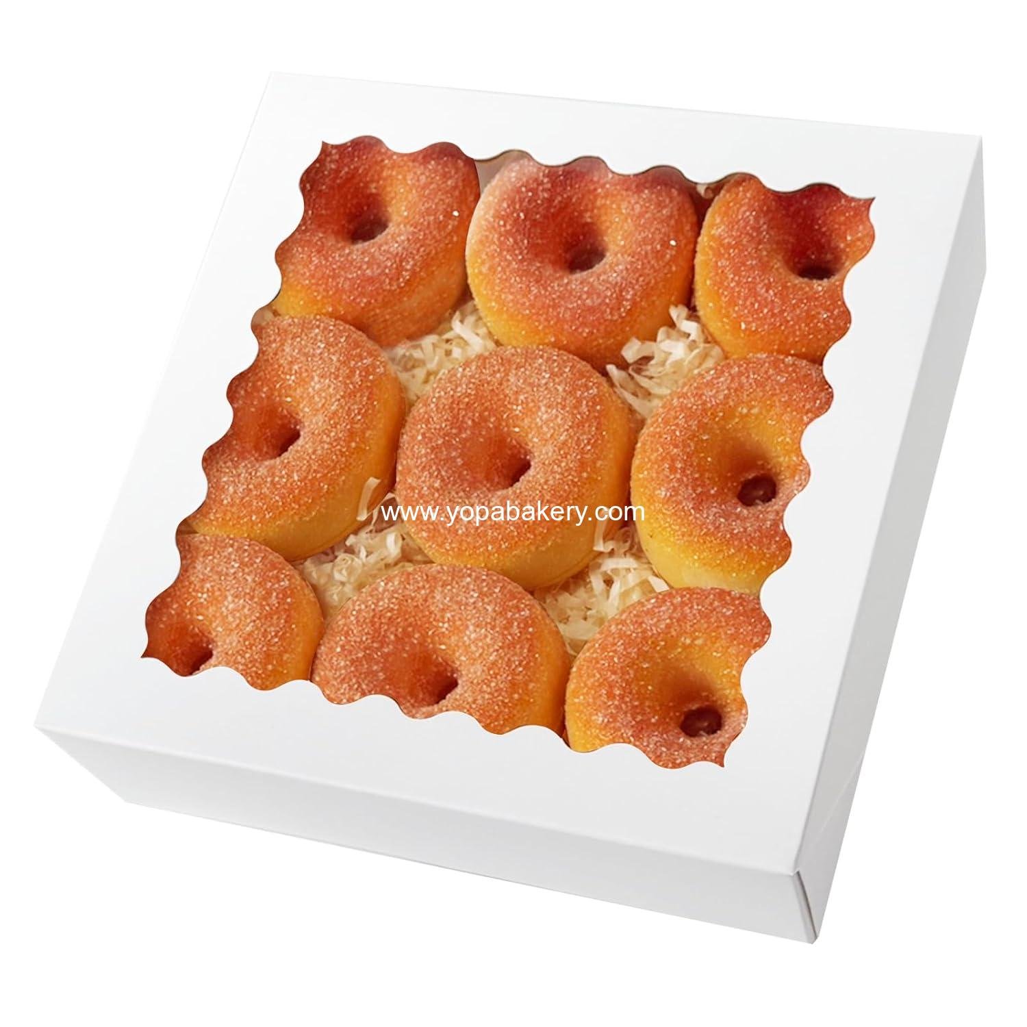 Wholesale 8x8x2.5 Inch White Pastry Boxes with Window for Donuts and Pies, 12 Pcs Bakery Auto-pop Up, Factory