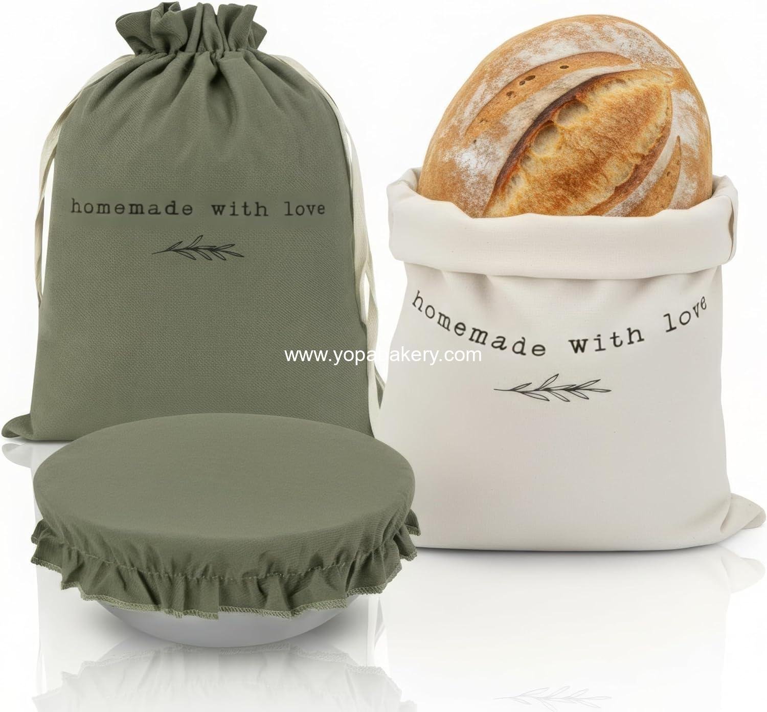 Wholesale Beautiful Linen Bread Bag Set and Proofing Cover for Homemade Sourdough - Keeps Your Loaf Fresh for Days - Reusable and Easy to Clean Storage - Perfect Baking Accessory Factory