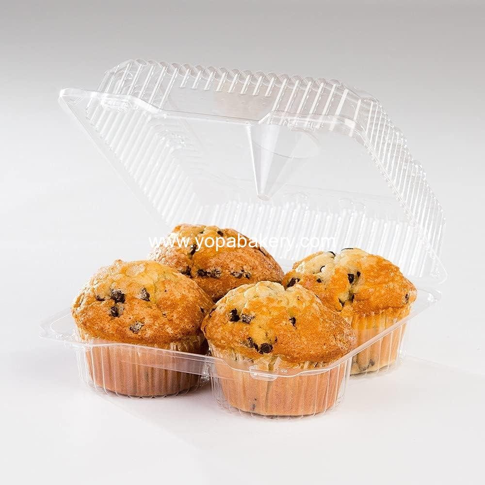 Wholesale Clear Jumbo Cupcake Muffin Container Boxes - Disposable Plastic Boxes Hold 4 Jumbo Cupcakes Each - 11 Boxes - Factory