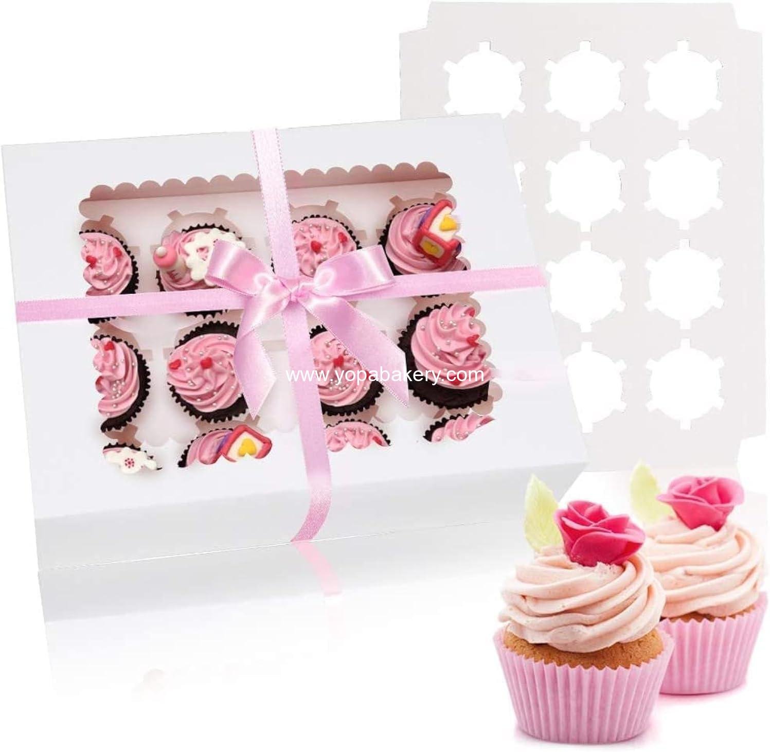 Wholesale Cupcake Boxes - 6 Pack for 12 Standard Cupcakes, Food Grade Holders with Windows and Inserts for Cupcakes, Muffins, and Pastries - Factory