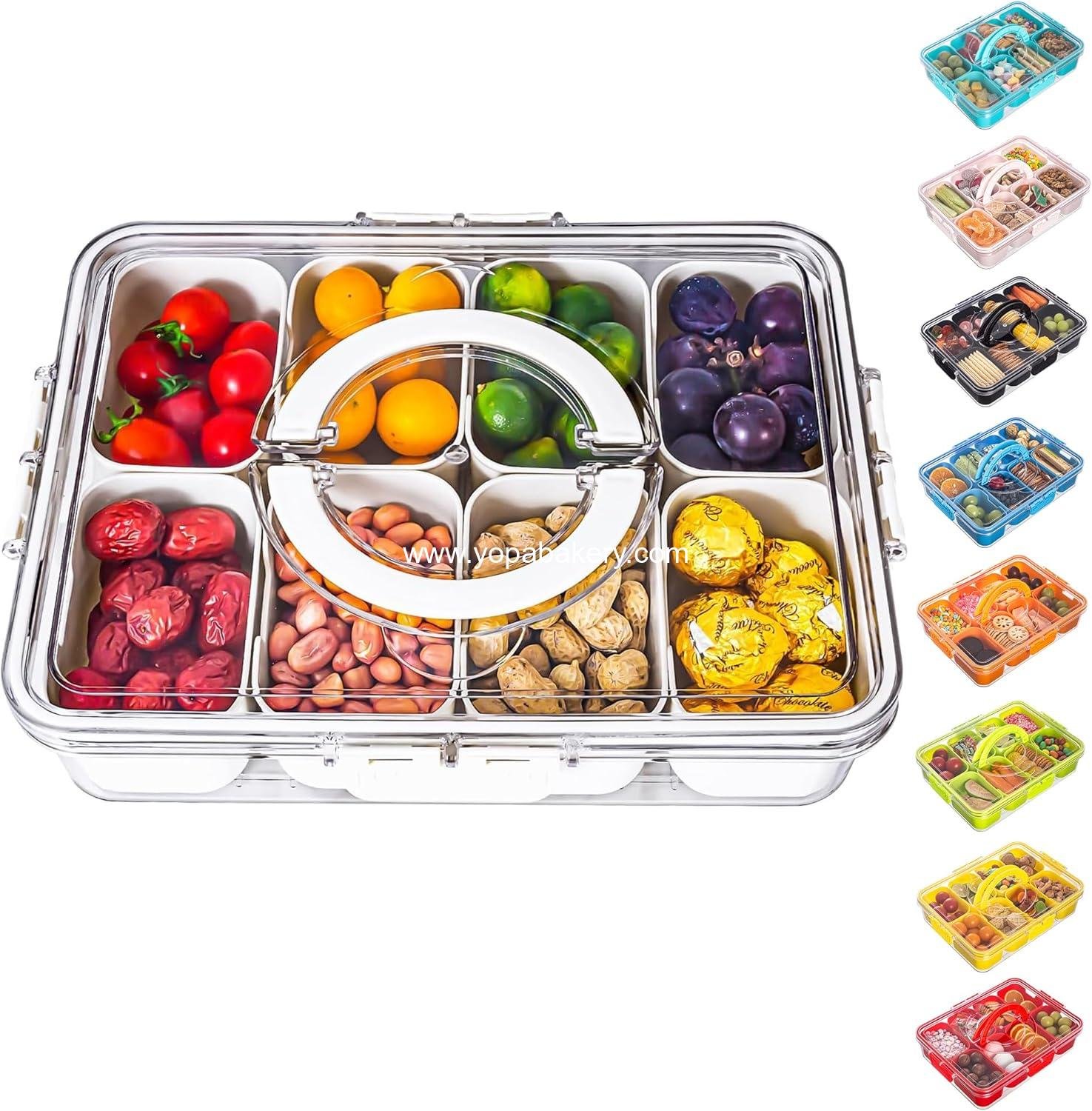 Wholesale Divided Serving Tray with Lid and Handle - Portable Snack Container for Charcuterie and Platter - Clear Organizer for Candy, Fruits, Nuts, and Snacks - Ideal for Parties and Entertaining - Factory