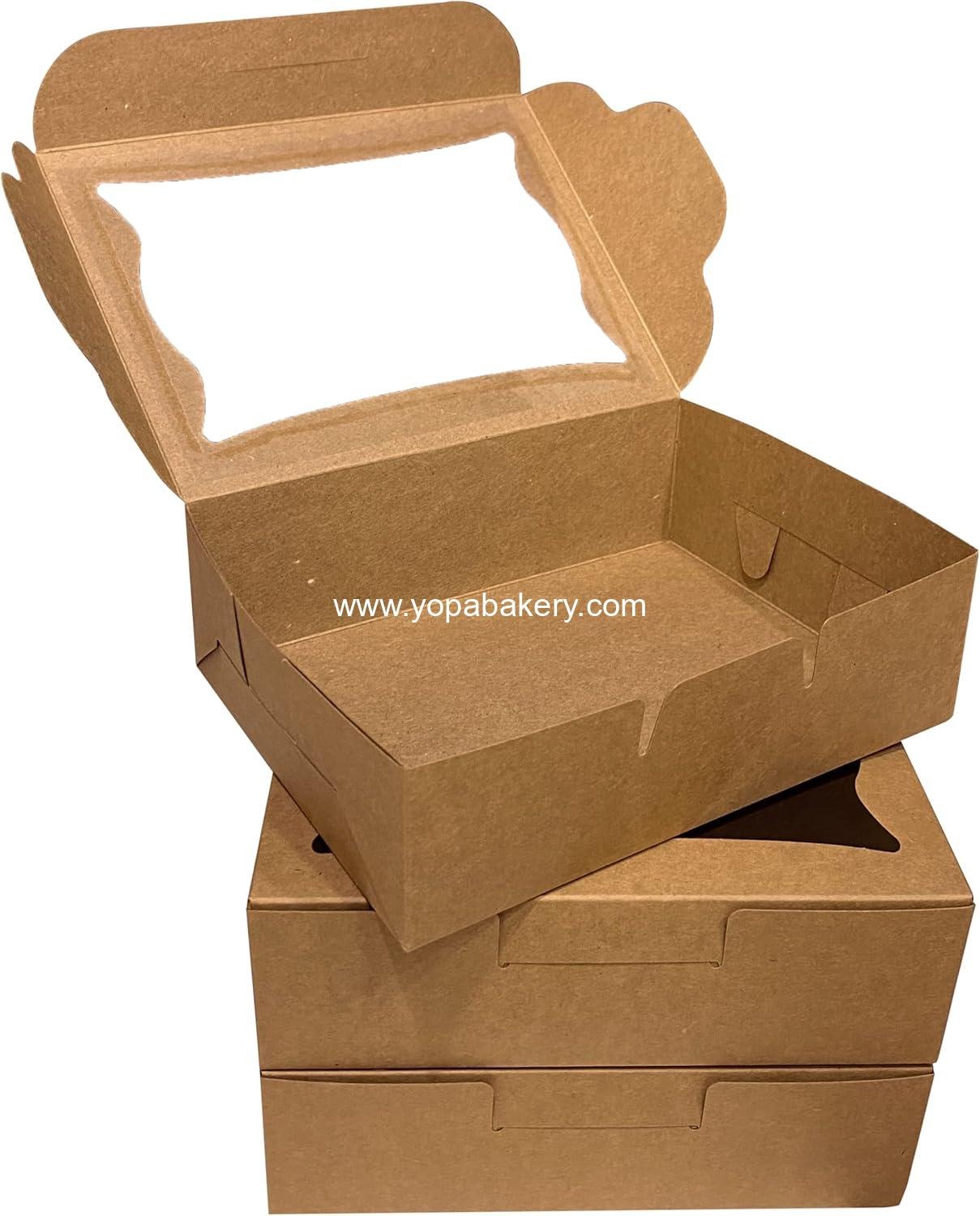 Wholesale Kraft Paper Bakery Boxes - 12-Pack Pastry Boxes with Window for Cookies, Chocolate Covered Strawberries, Macarons, and Muffins, 8 x 6 x 2.5 Inches - Disposable Dessert Packaging Factory