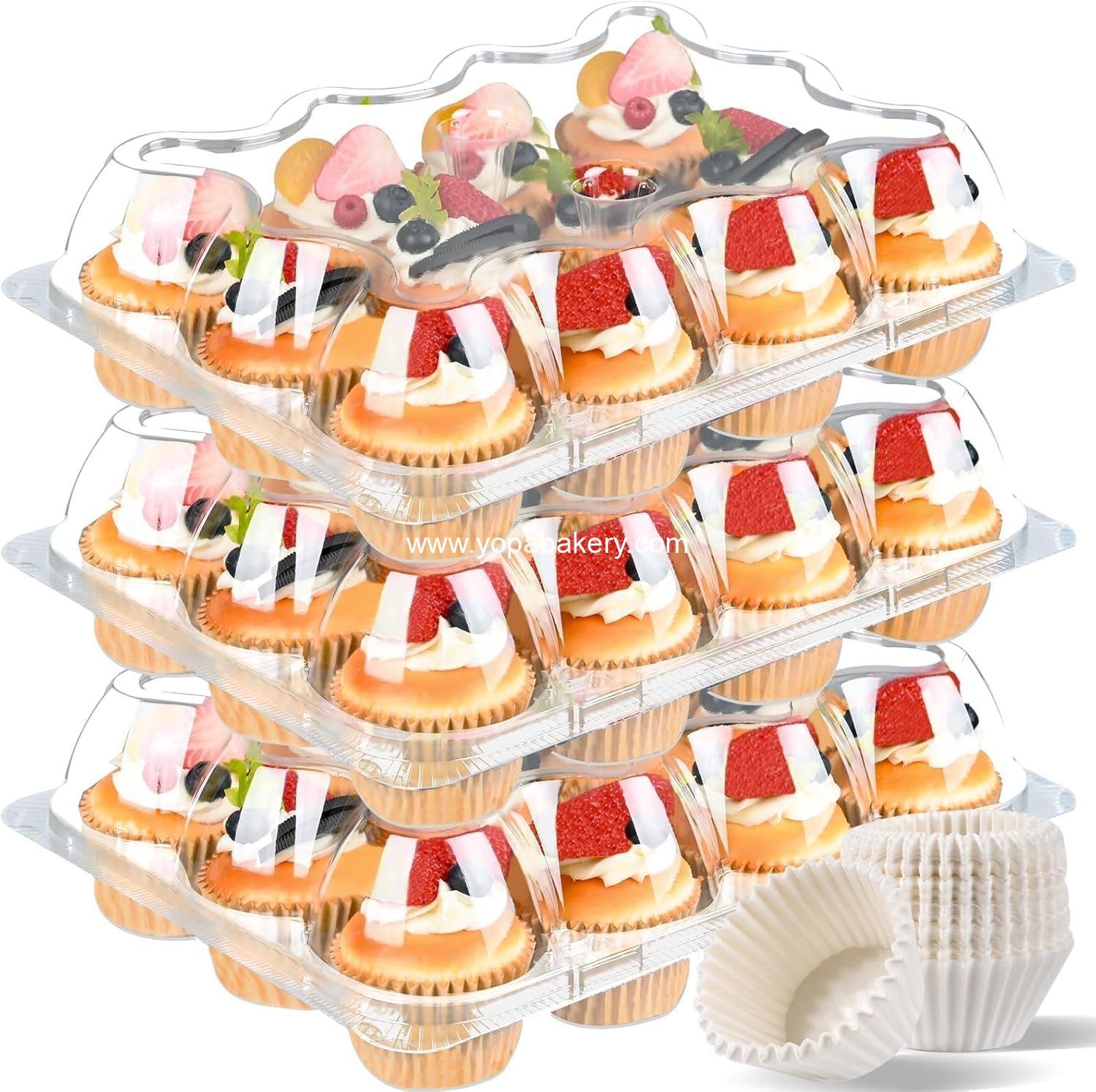 Wholesale Stackable Plastic Cupcake Containers 12 Count with Tall Dome Lid, Disposable Carriers Include 150 Cupcake Liners, Ideal for Events, Bakery, and Parties - Factory Wholesale Stackable Plastic Cupcake Containers 12 Count with Tall Dome Lid, Disposable Carriers Include 150 Cupcake Liners, Ideal for Events, Bakery, and Parties - Factory