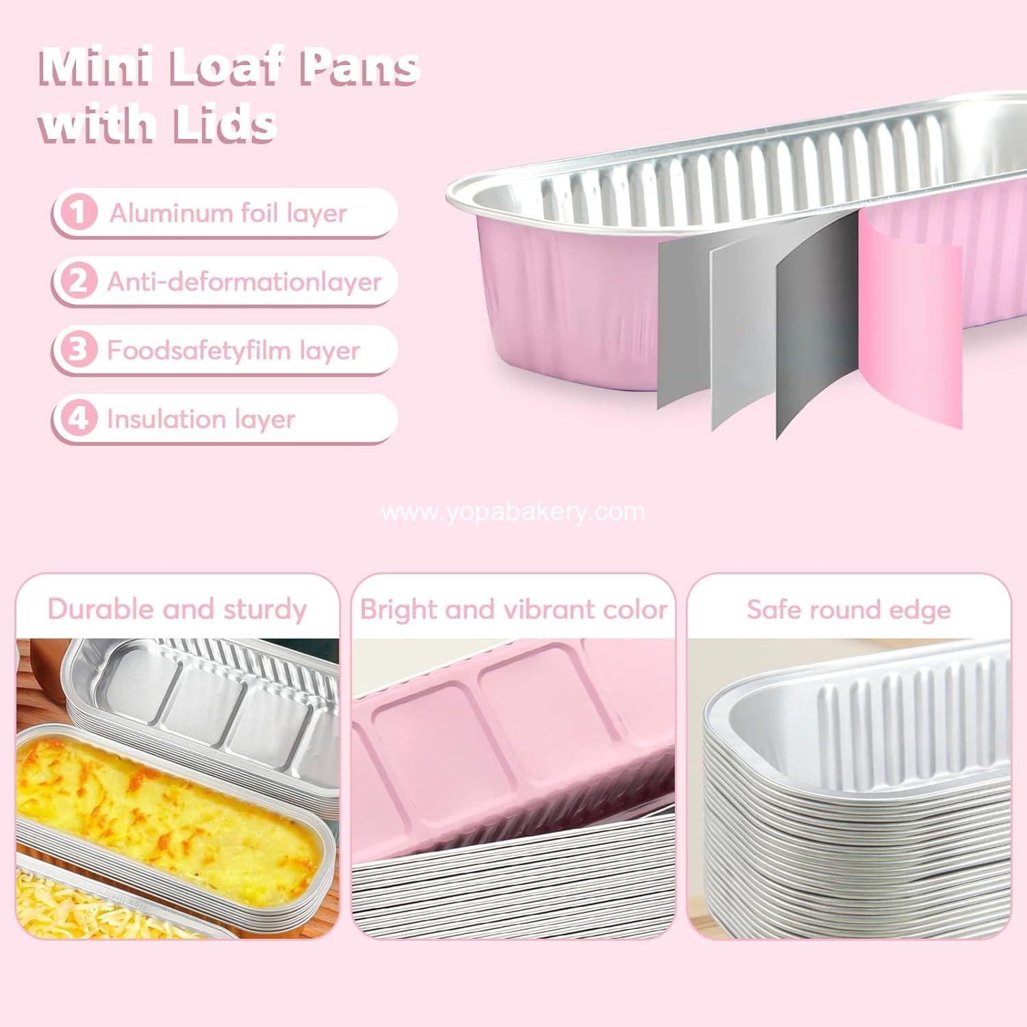 Wholesale 100 Pack Mini Loaf Cake Pans with Lids and Spoons - Disposable Aluminum Rectangle Loaf Pans for Baking, Parties, Picnics, Holidays (Pink) Manufacturer