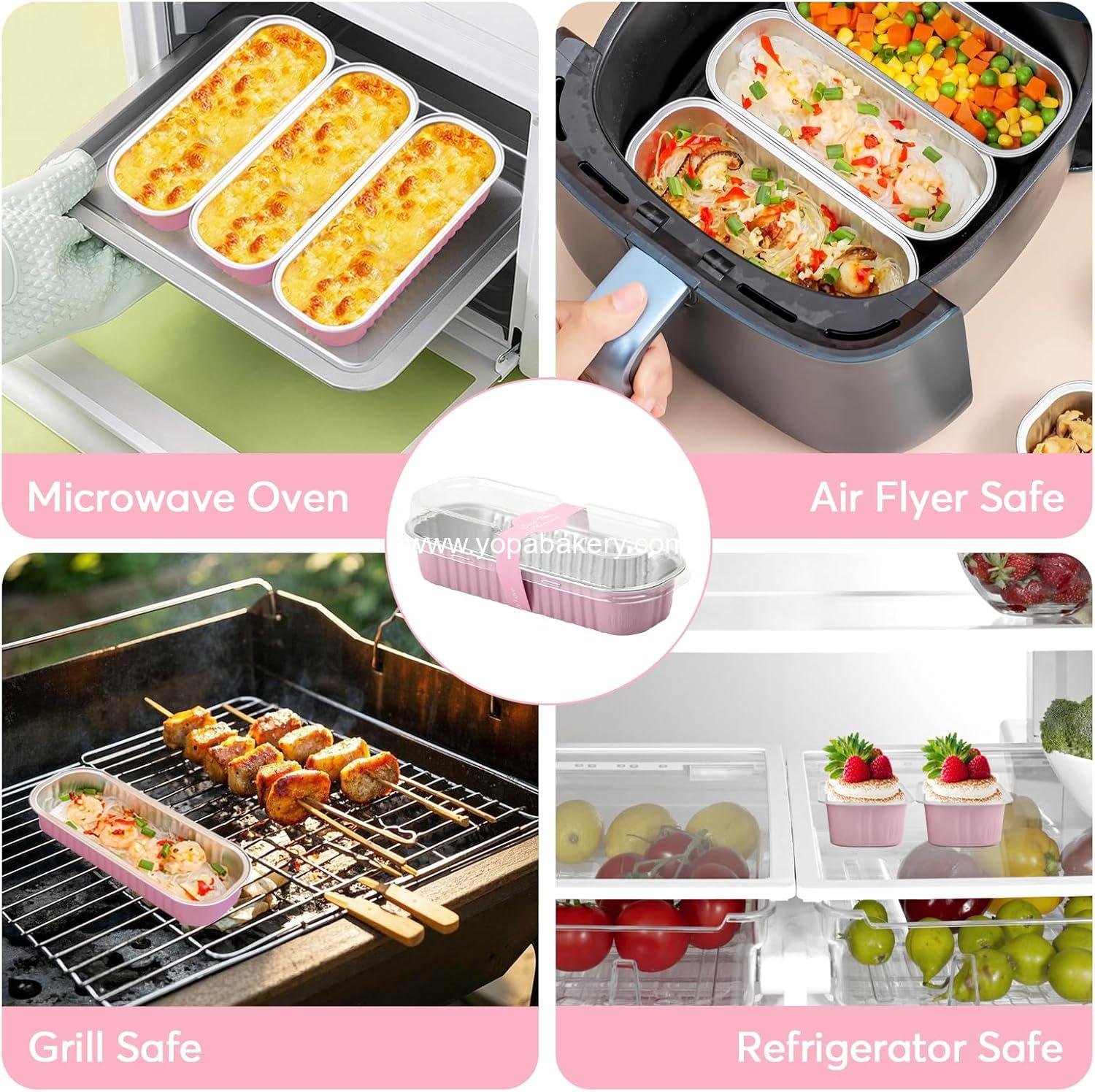 Wholesale 100 Pack Mini Loaf Cake Pans with Lids and Spoons - Disposable Aluminum Rectangle Loaf Pans for Baking, Parties, Picnics, Holidays (Pink) Manufacturer