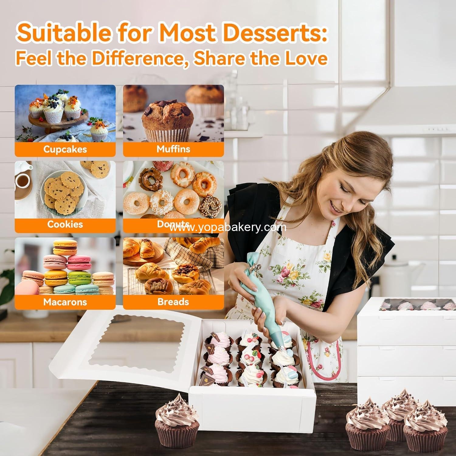 Wholesale 3-Set Cupcake Boxes with Clear Display Window, Holds 12 Standard Cupcakes, Disposable Food Grade White Carrier for Cupcakes, Muffins, Cookies, and Pastries - Factory