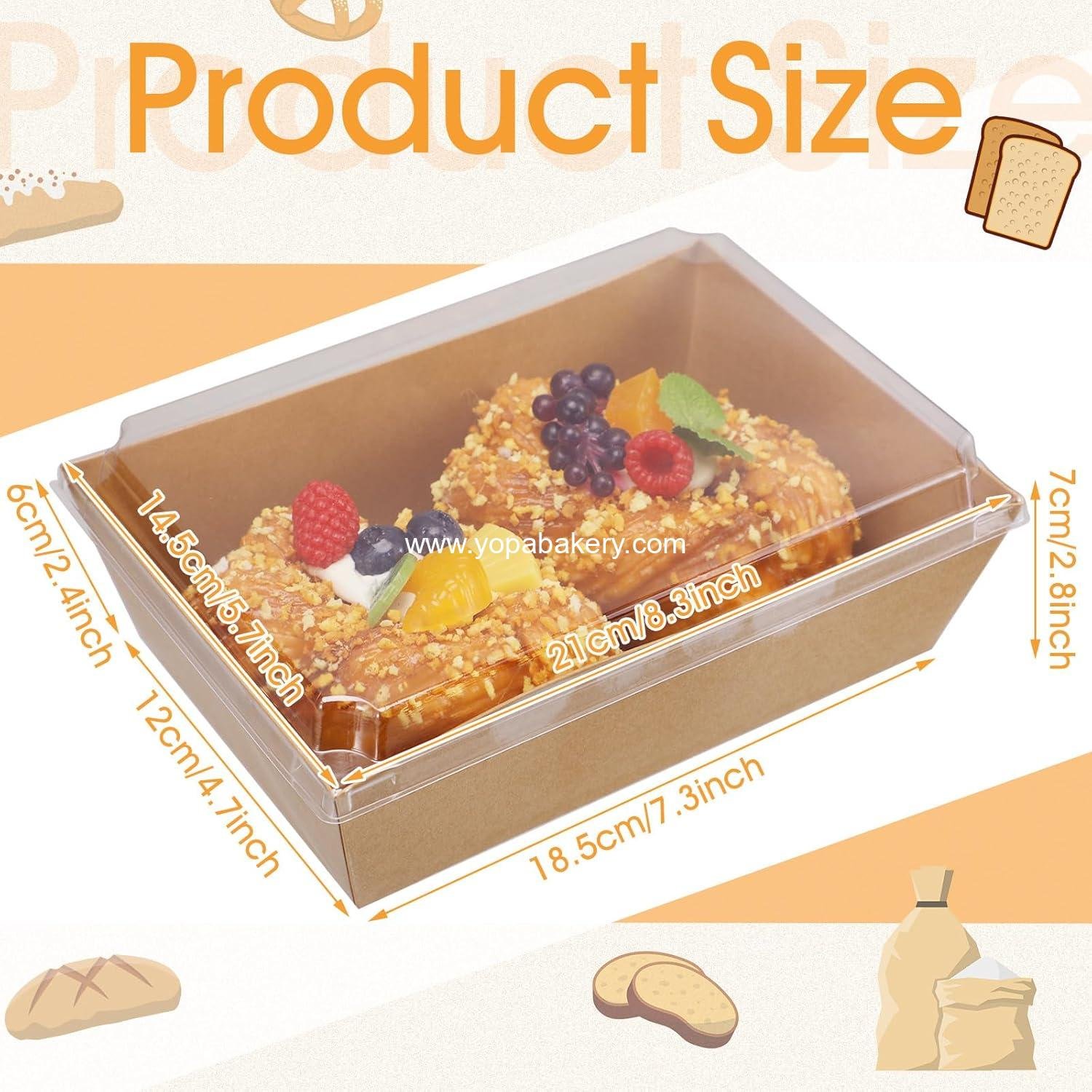 Wholesale 50 Pack Large 8x6 Charcuterie Boxes with Clear Lids - Disposable Paper Food Containers for To-Go, Bakery, Takeout, Bulk for Christmas Parties, Salad, Sandwiches, Cake, Cookies, Cocoa (Kraft) Factory