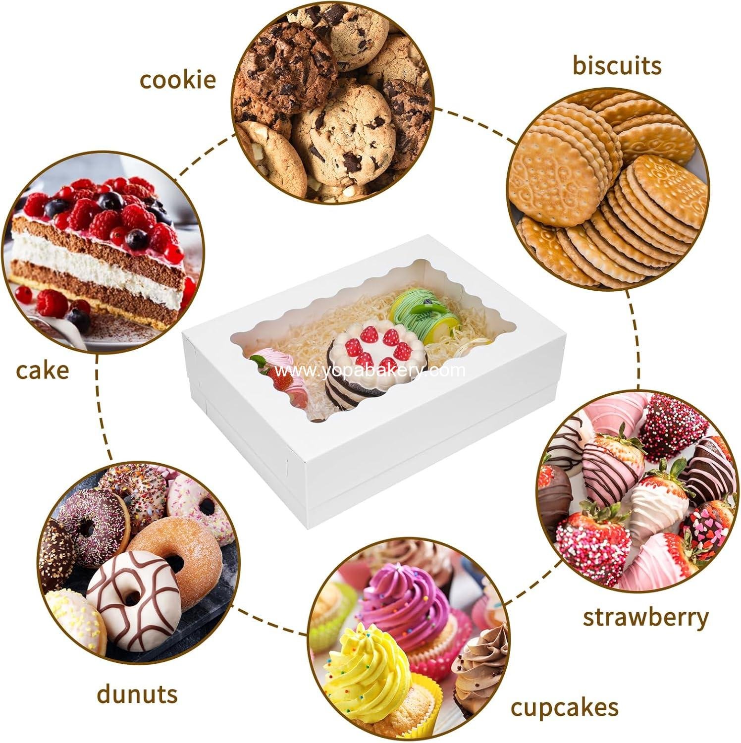 Wholesale 10pcs 14x10x4in White Bakery Boxes with Window for Cake, Pastry, Donuts, Cupcakes, and Pies Packaging - Factory