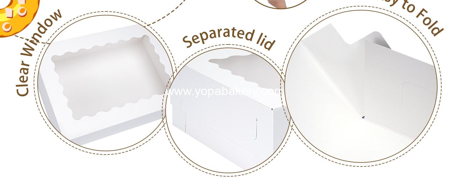 Wholesale 10pcs 14x10x4in White Bakery Boxes with Window for Cake, Pastry, Donuts, Cupcakes, and Pies Packaging - Factory