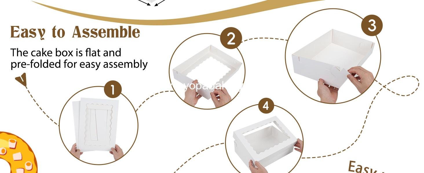 Wholesale 10pcs 14x10x4in White Bakery Boxes with Window for Cake, Pastry, Donuts, Cupcakes, and Pies Packaging - Factory